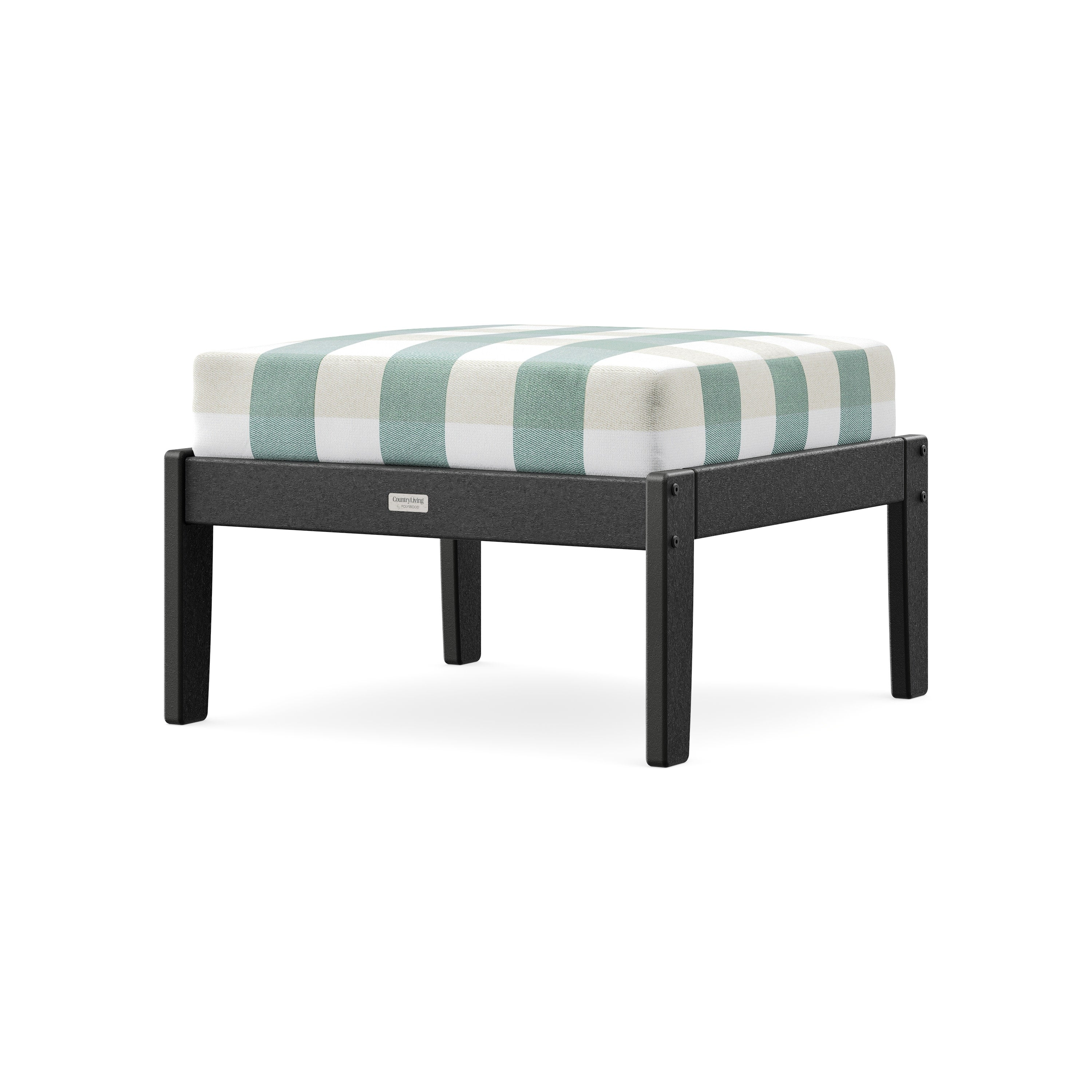 Cottage Deep Seating Ottoman in Black / Buffalo Plaid Glacier Spa