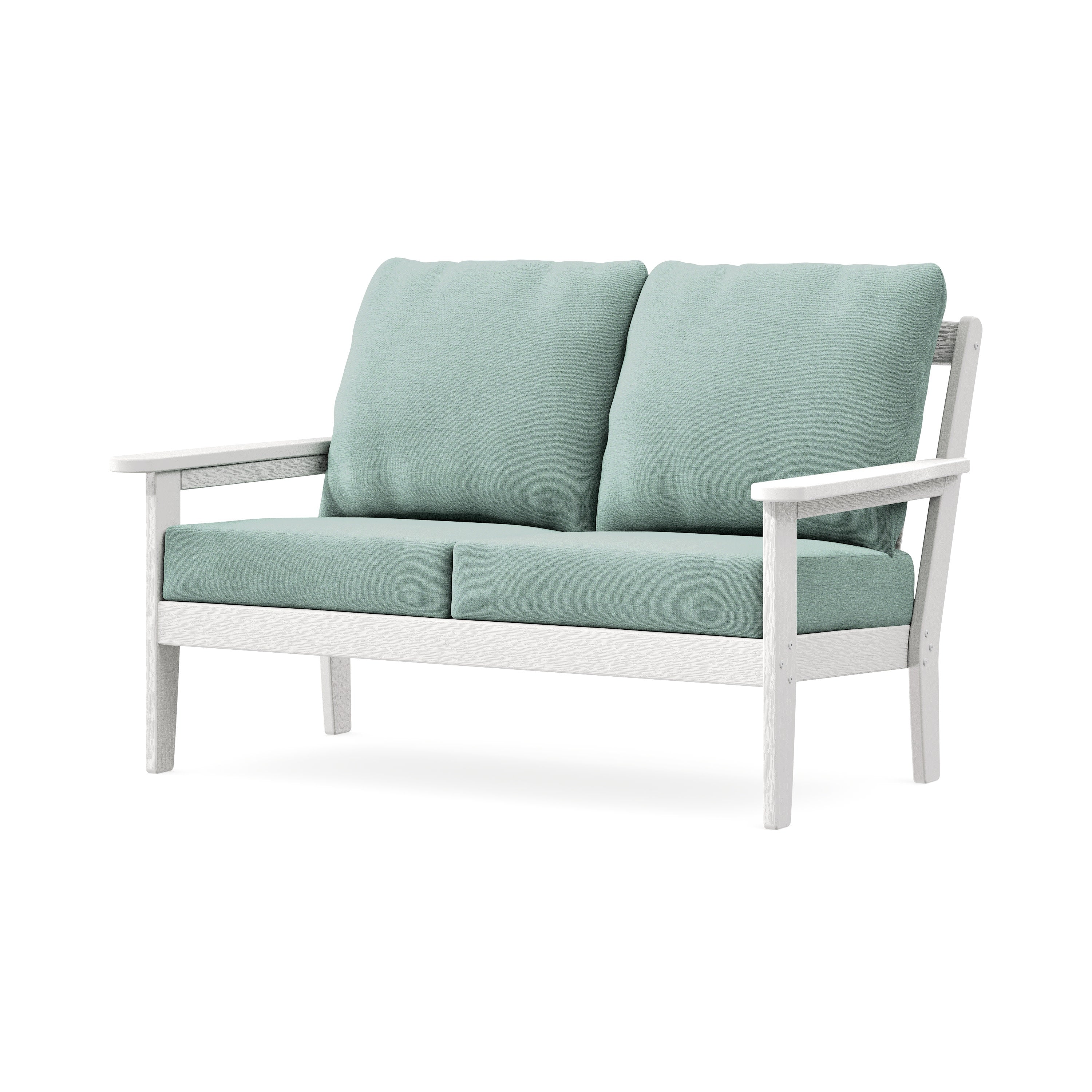 Cottage Deep Seating Loveseat in Vintage White / Glacier Spa