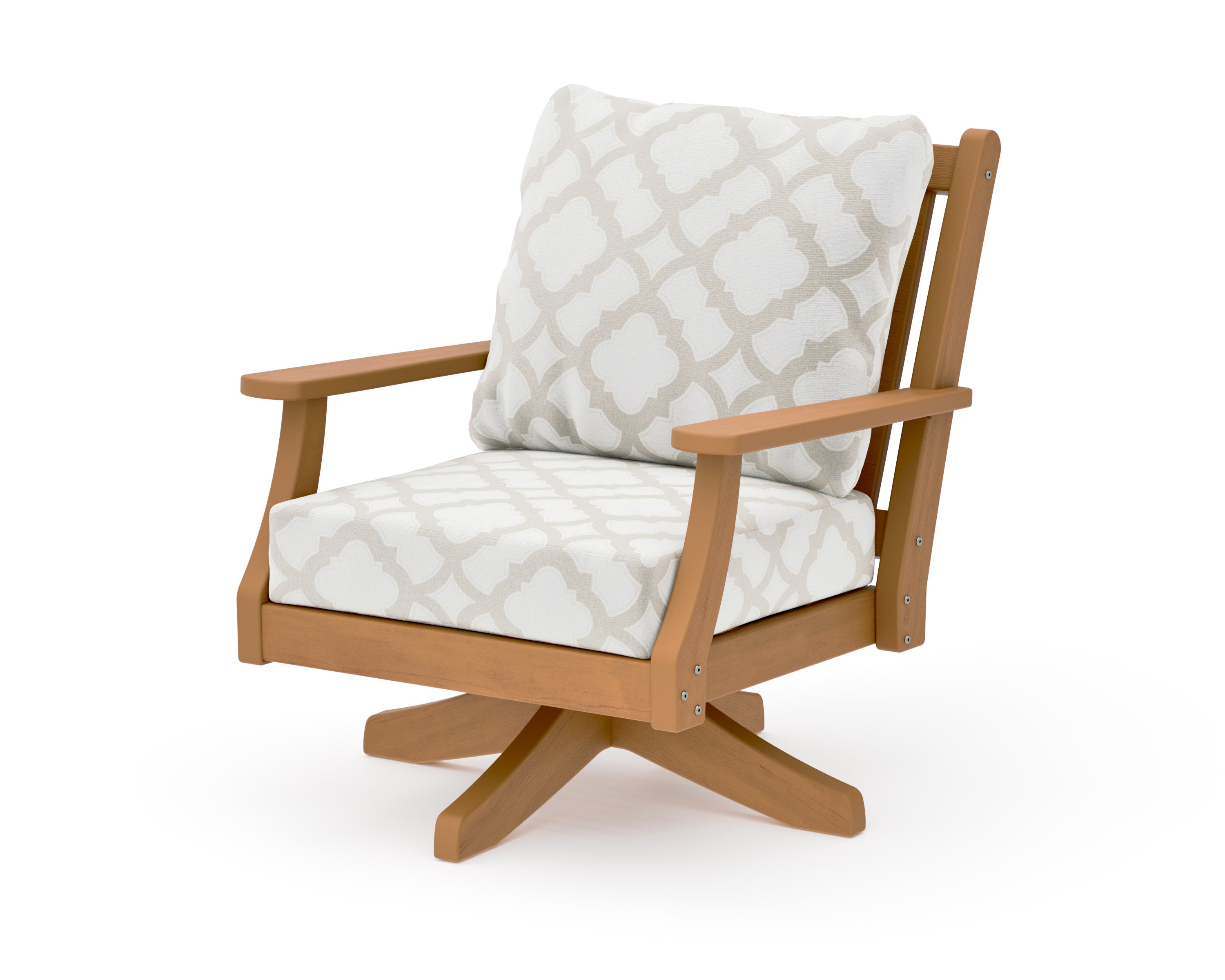 Wovendale Deep Seating Swivel Chair in Natural / Trellis Dune Burlap