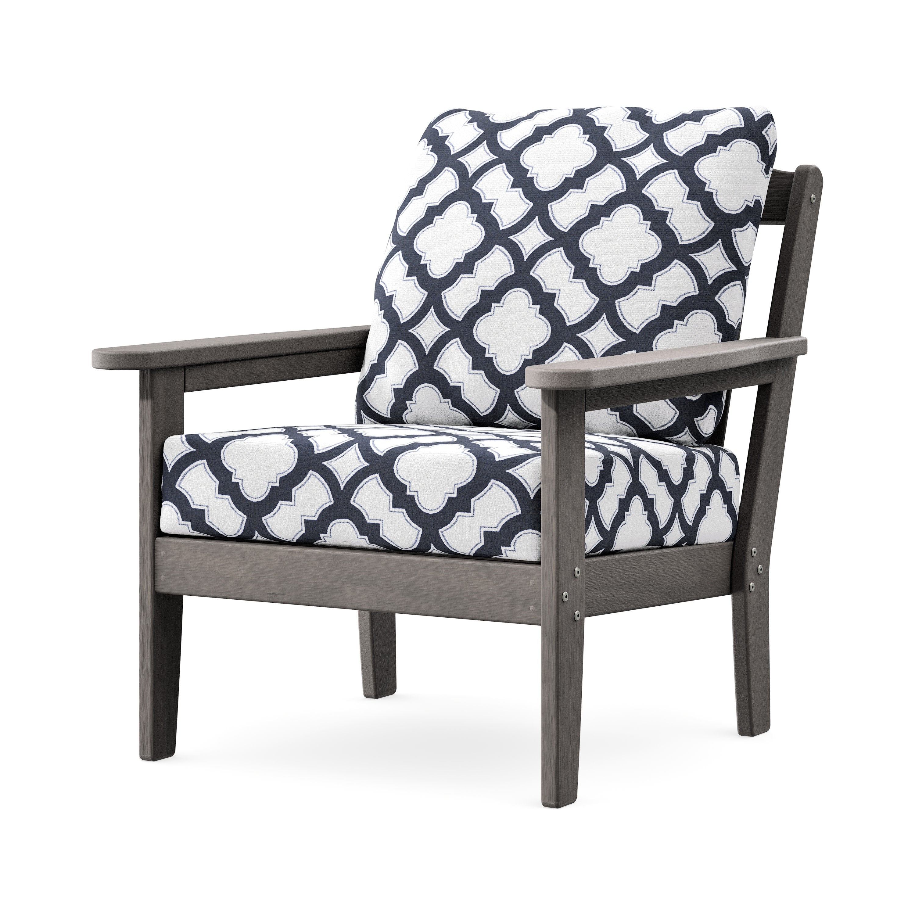Cottage Deep Seating Chair in Driftwood / Trellis Navy
