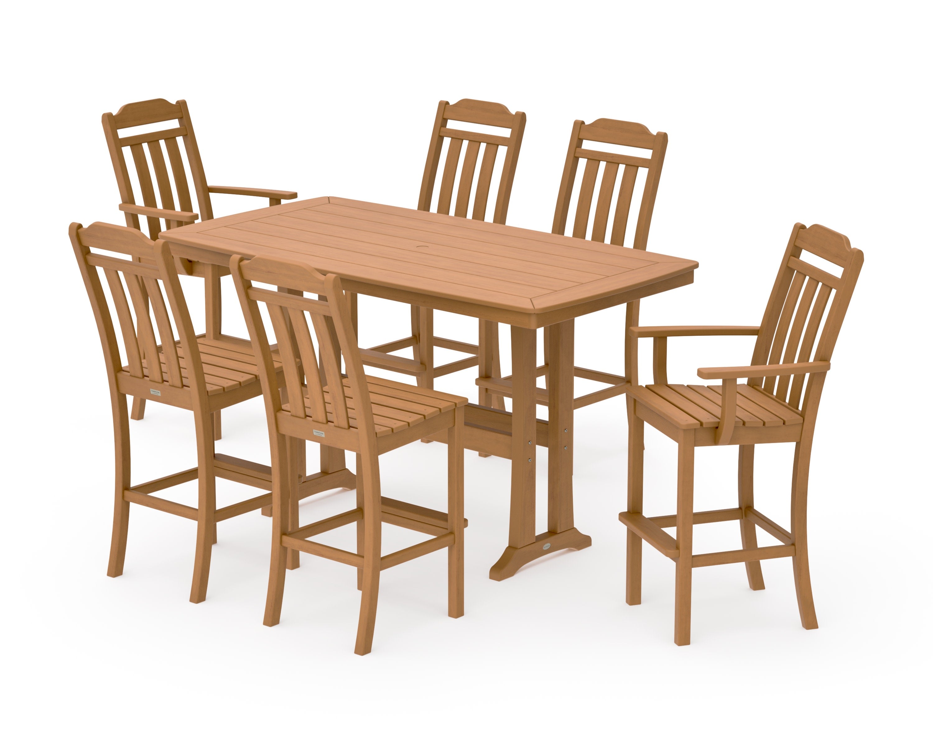 Cottage 7-Piece Bar Set with Trestle Legs in Natural