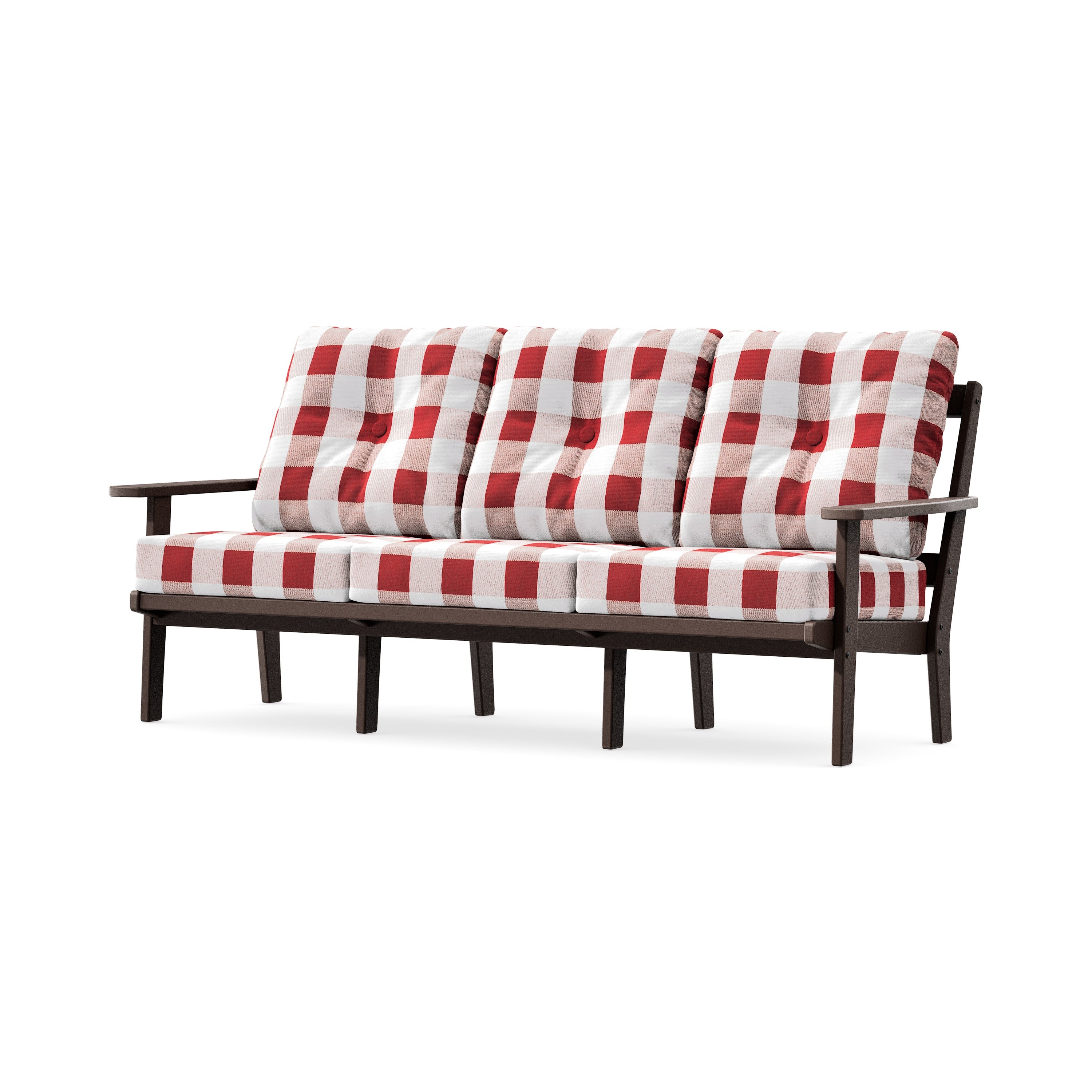PrairieDeep Seating Sofa in Mahogany / Buffalo Plaid Crimson