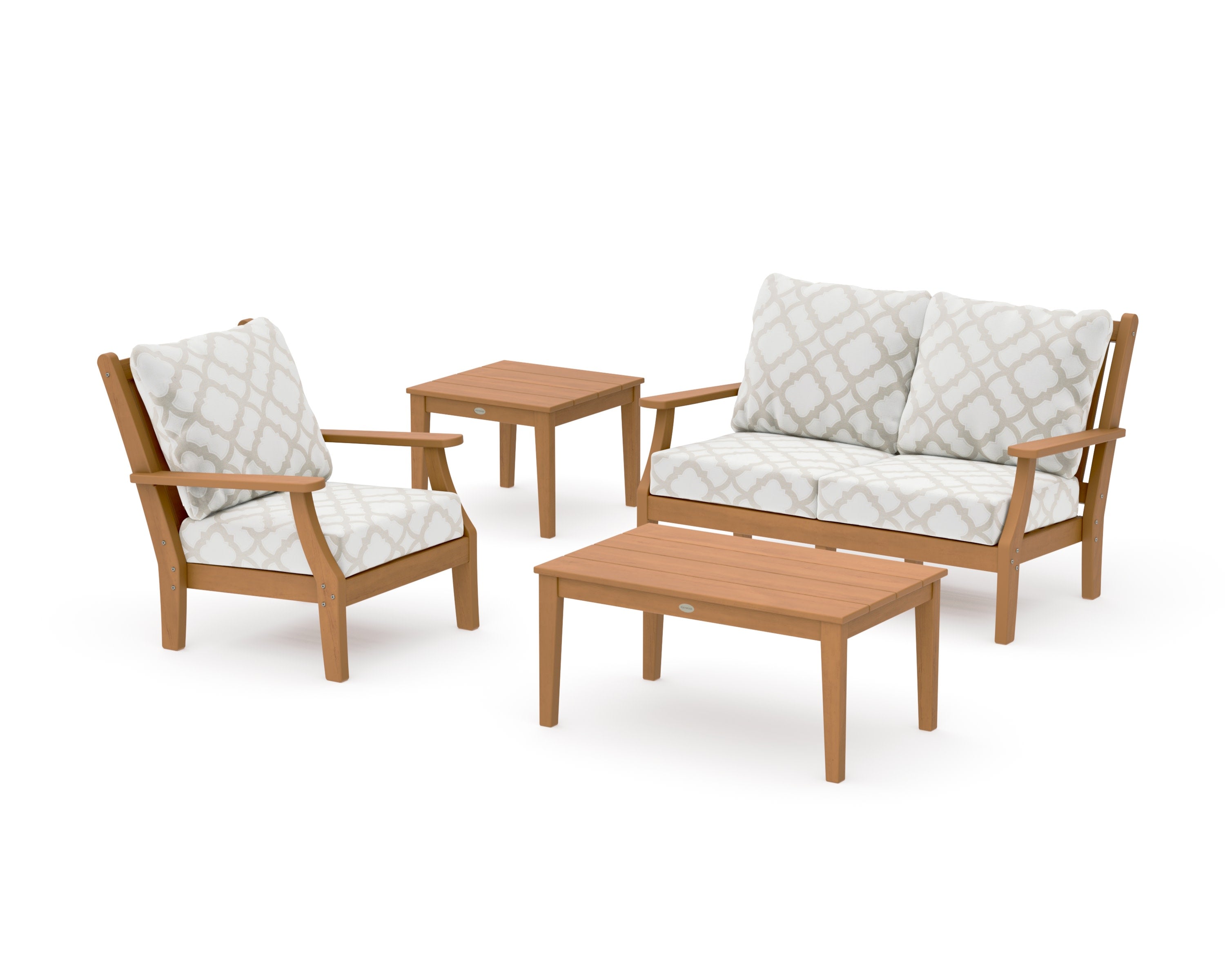 Wovendale 4-Piece Deep Seating Set in Natural / Trellis Dune Burlap