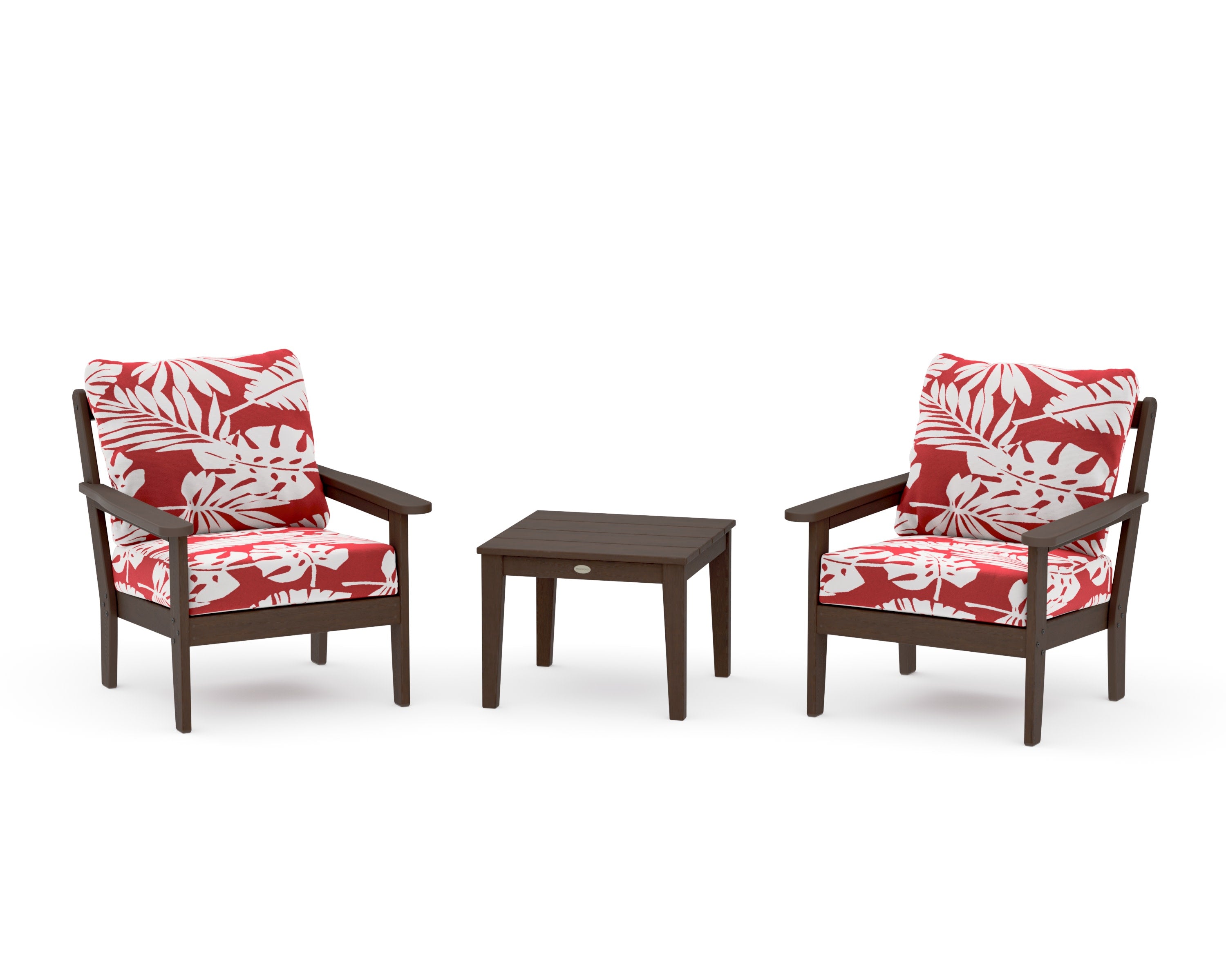 Cottage 3-Piece Deep Seating Set in Kona / Leaf Crimson