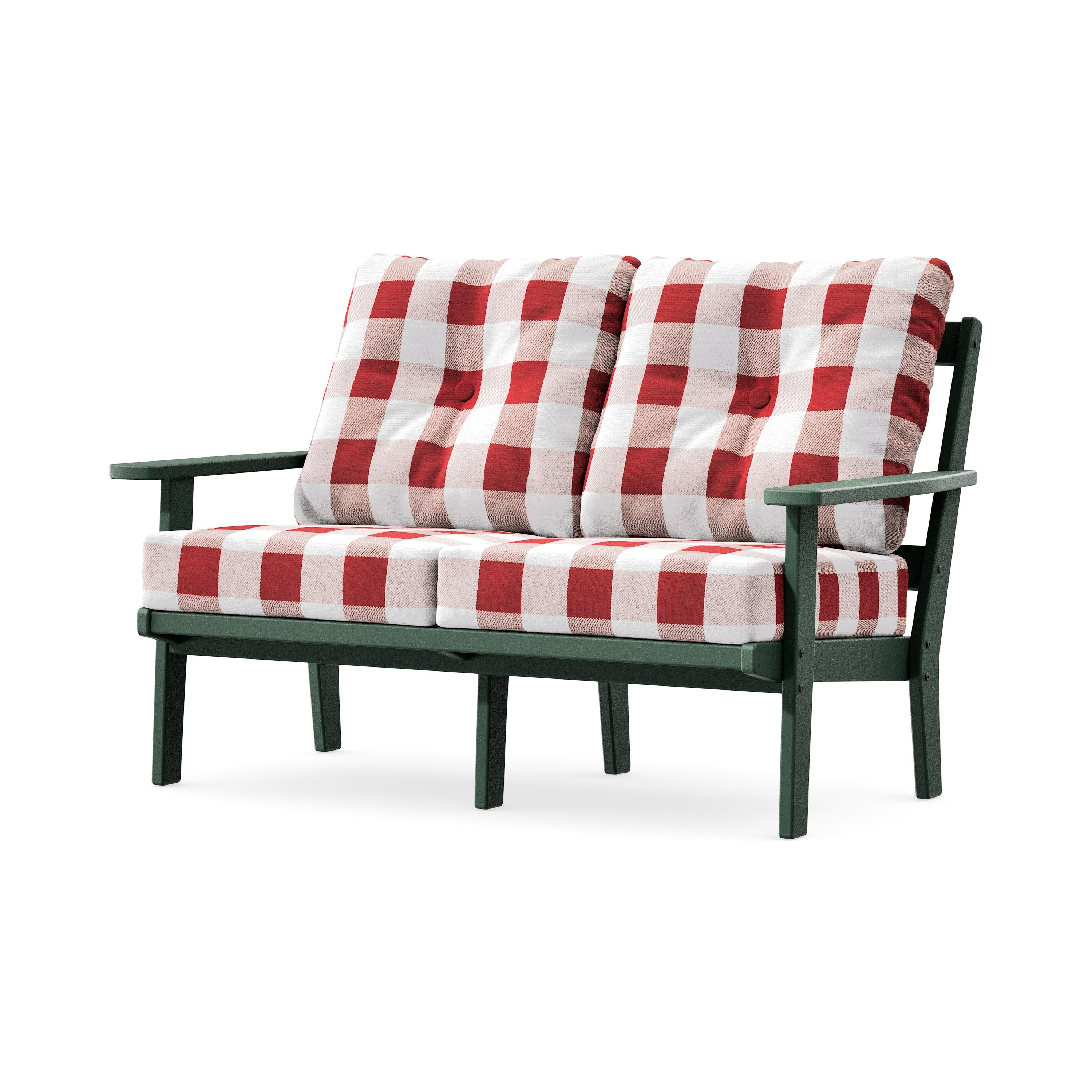 Prairie Deep SeatingLoveseat in Green / Buffalo Plaid Crimson
