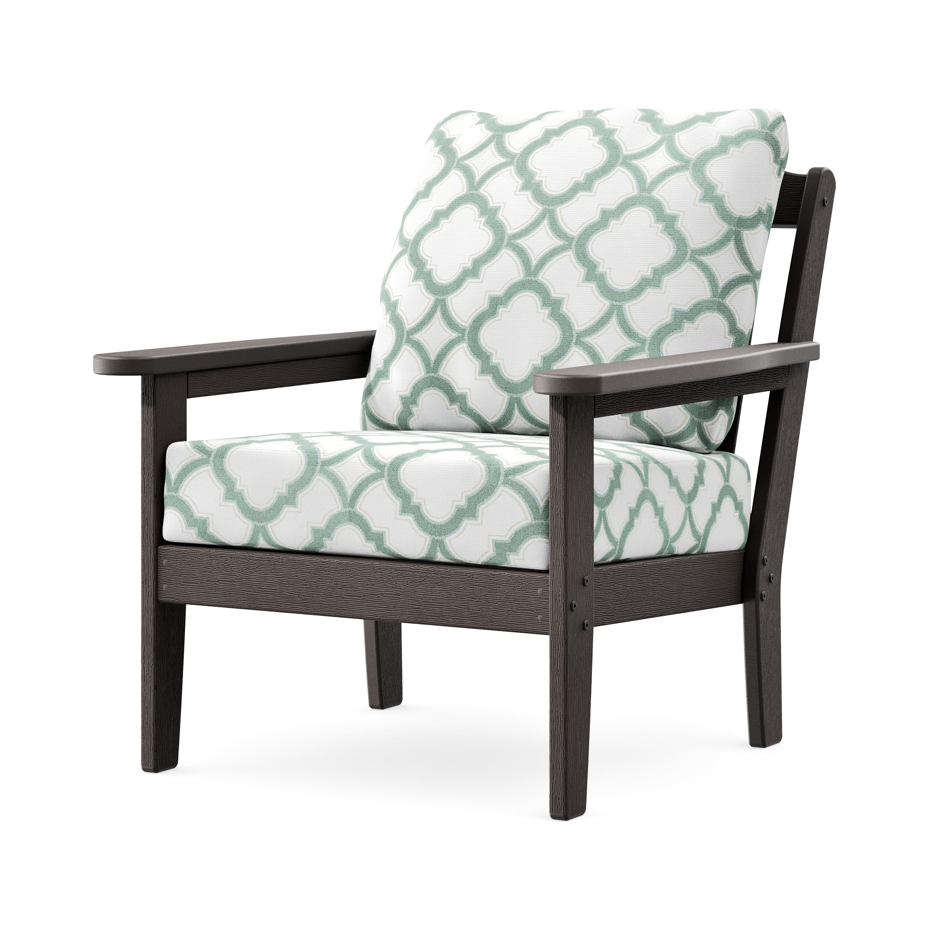 Cottage Deep Seating Chair in Vintage Coffee / Trellis Glacier Spa