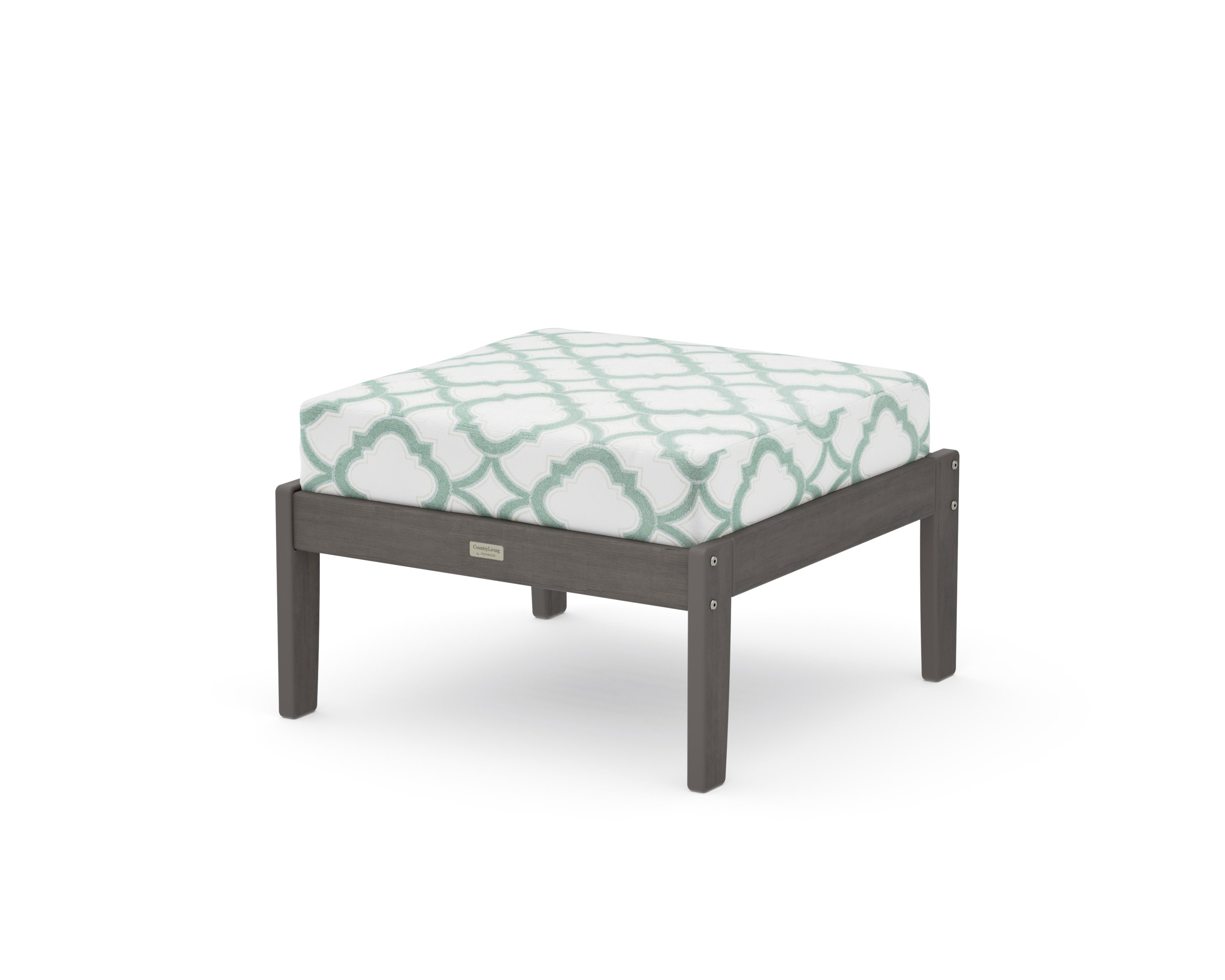 Cottage Deep Seating Ottoman in Driftwood / Trellis Glacier Spa