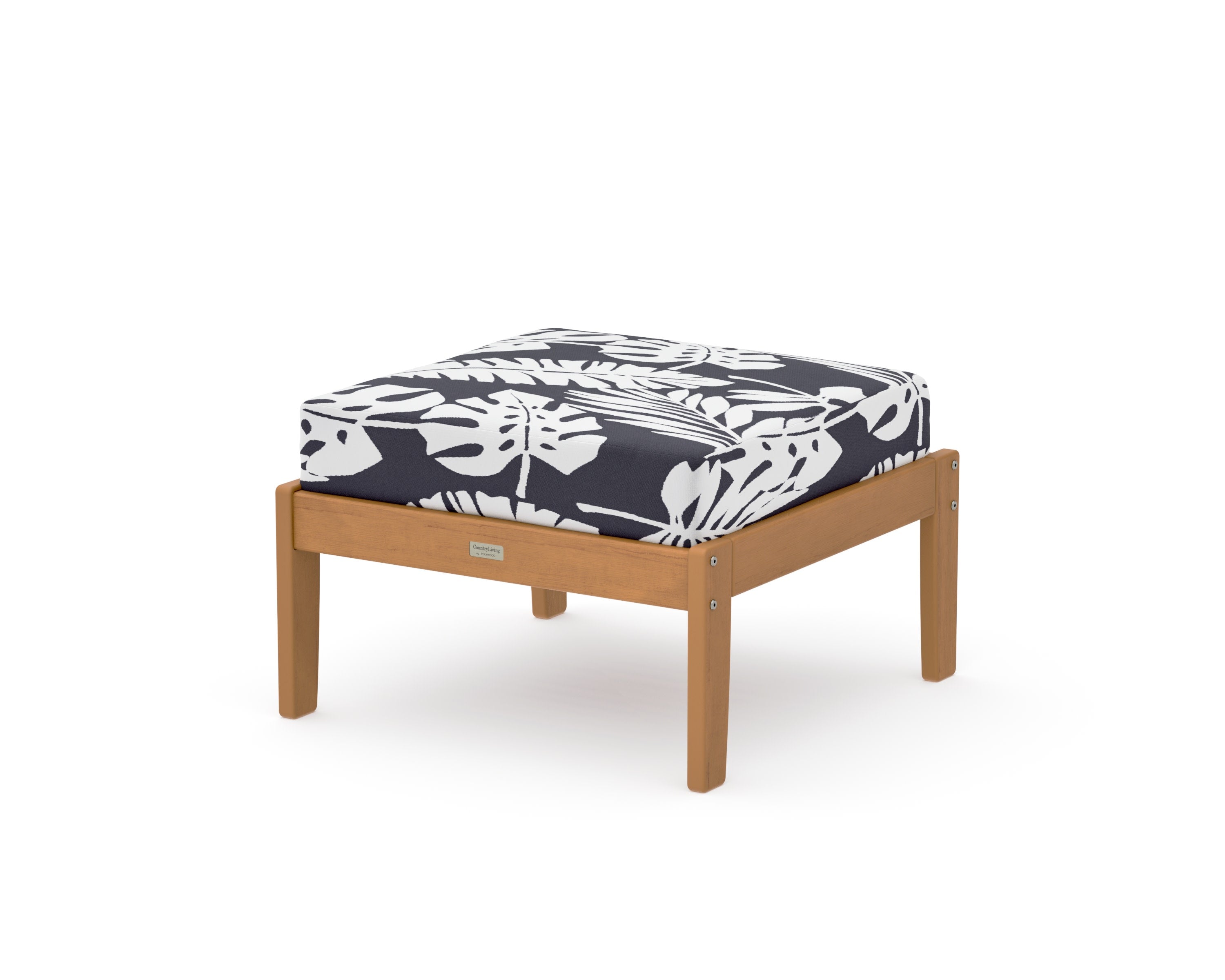 Cottage Deep Seating Ottoman in Natural / Leaf Navy