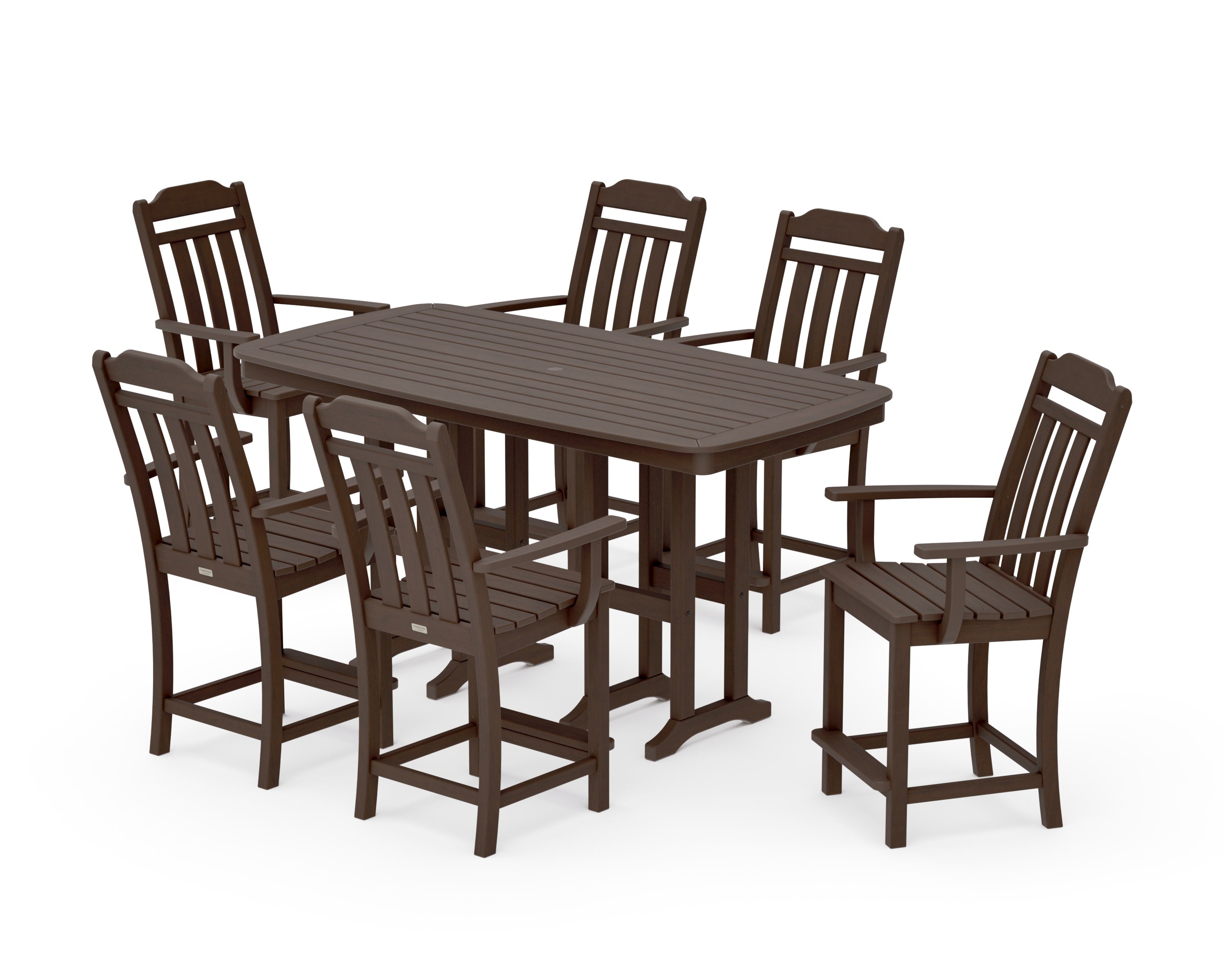 Cottage Arm Chair 7-Piece Counter Set in Kona