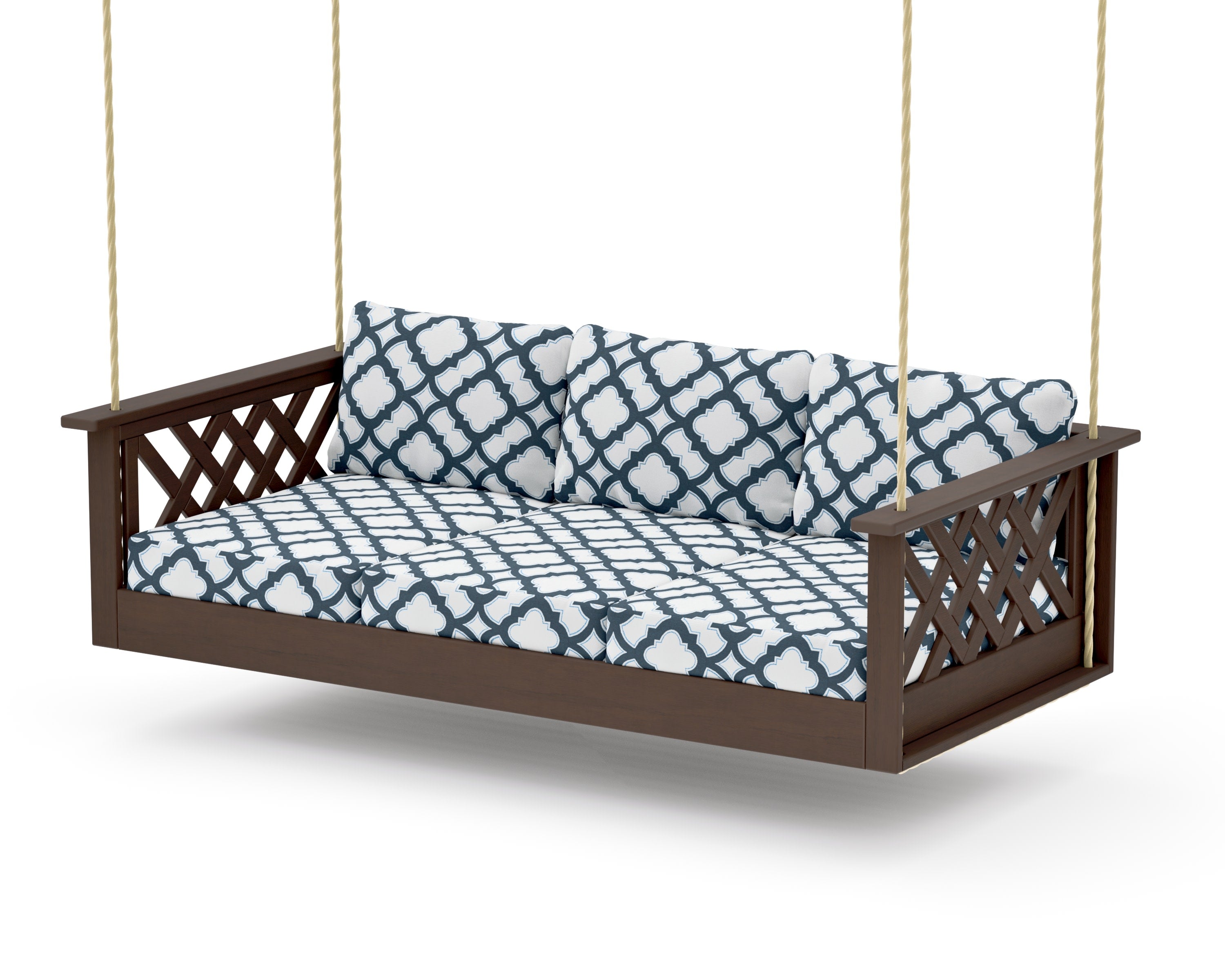Wovendale Daybed Swing in Kona / Trellis Marine Indigo