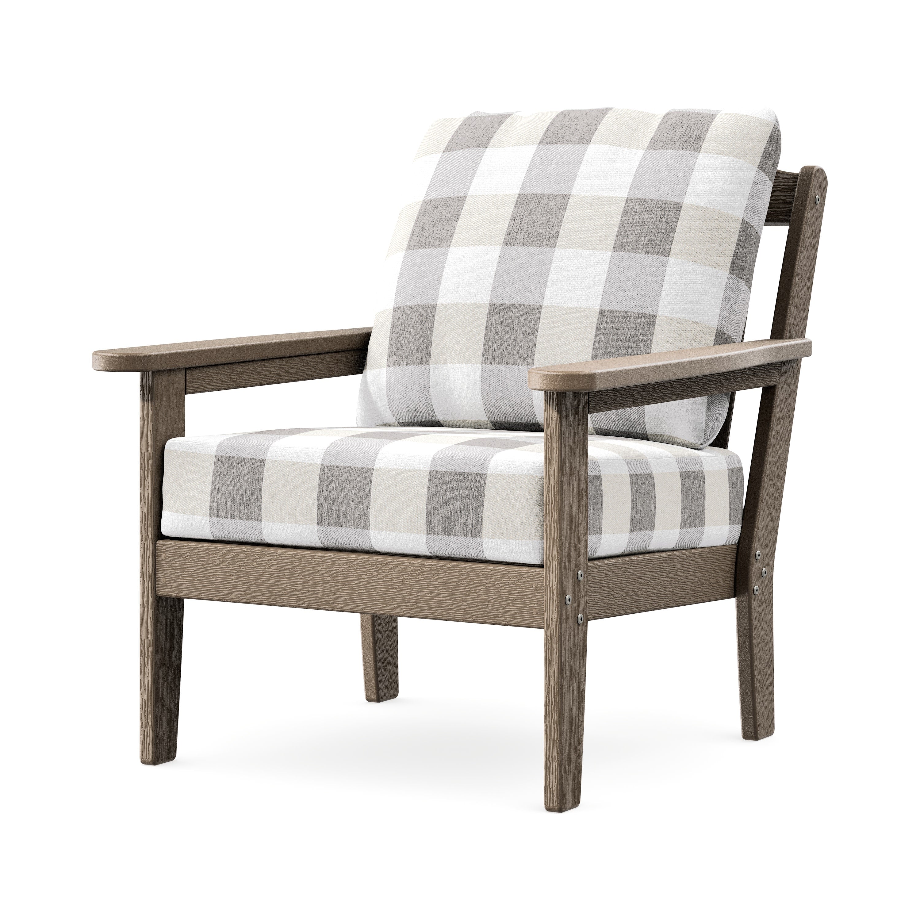 Cottage Deep Seating Chair in Vintage Sahara / Buffalo Plaid Grey Mist