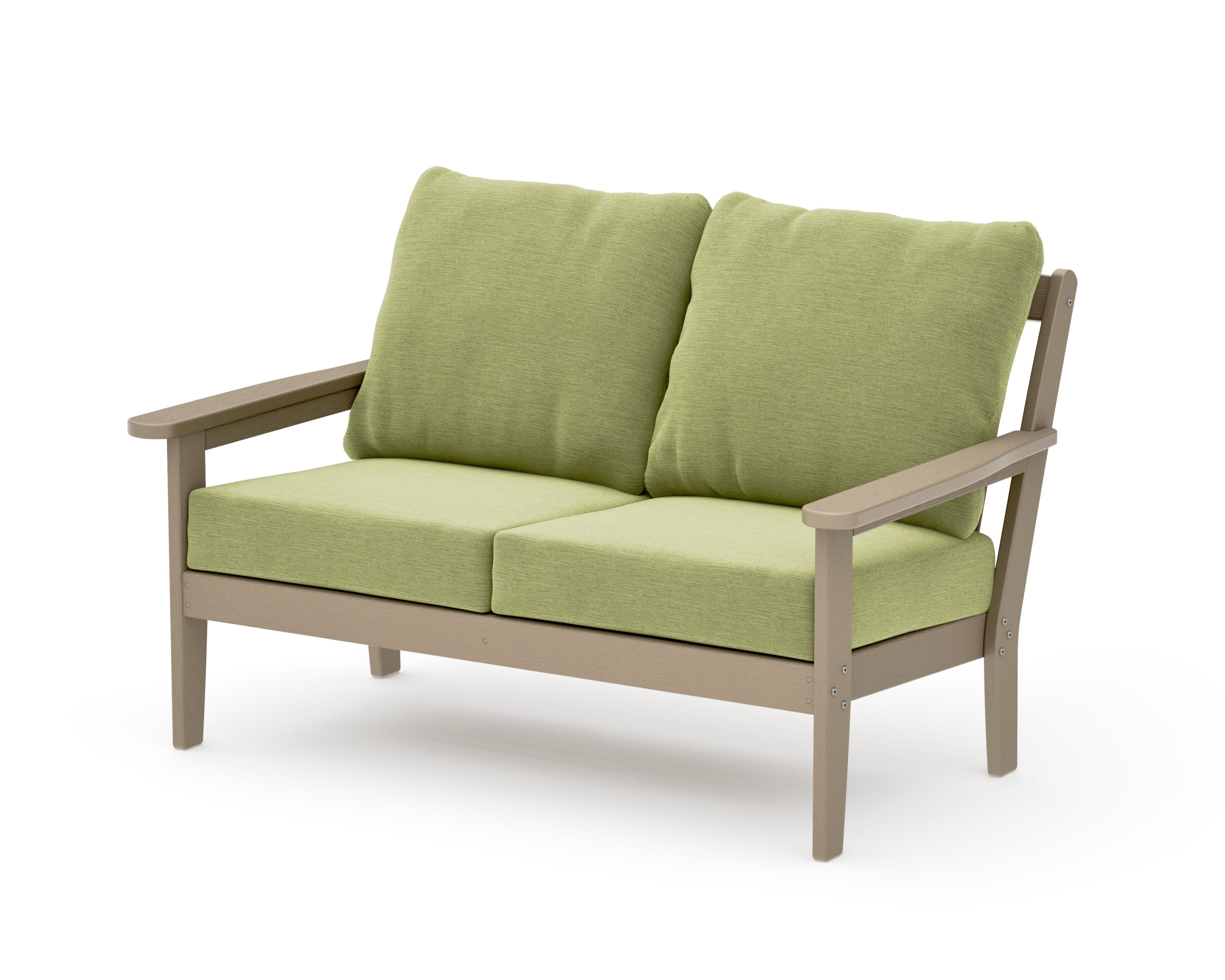 Cottage Deep Seating Loveseat in Vintage Sahara / Chartreuse Boucle