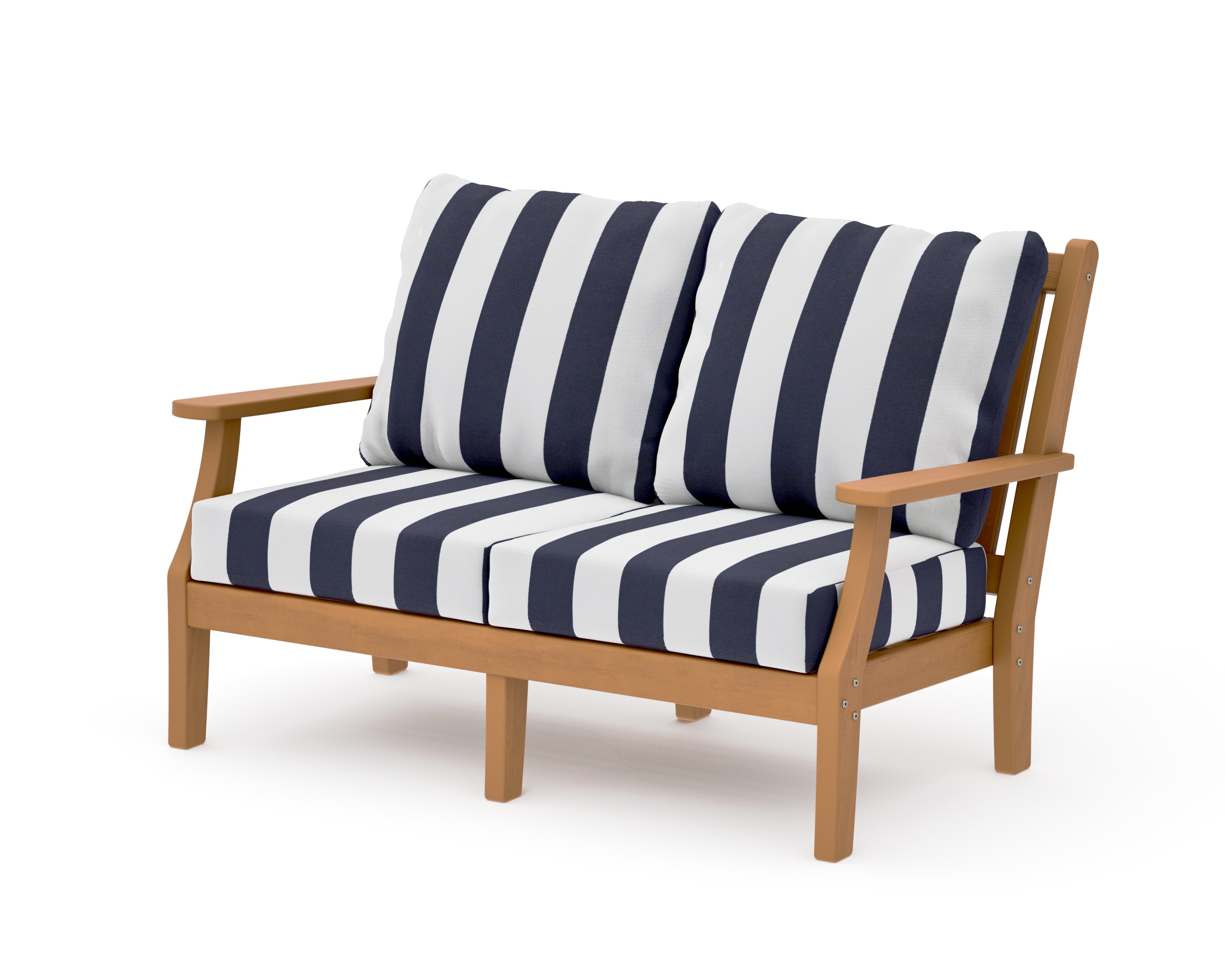 Wovendale Deep Seating Loveseat in Natural / Cabana Stripe Navy