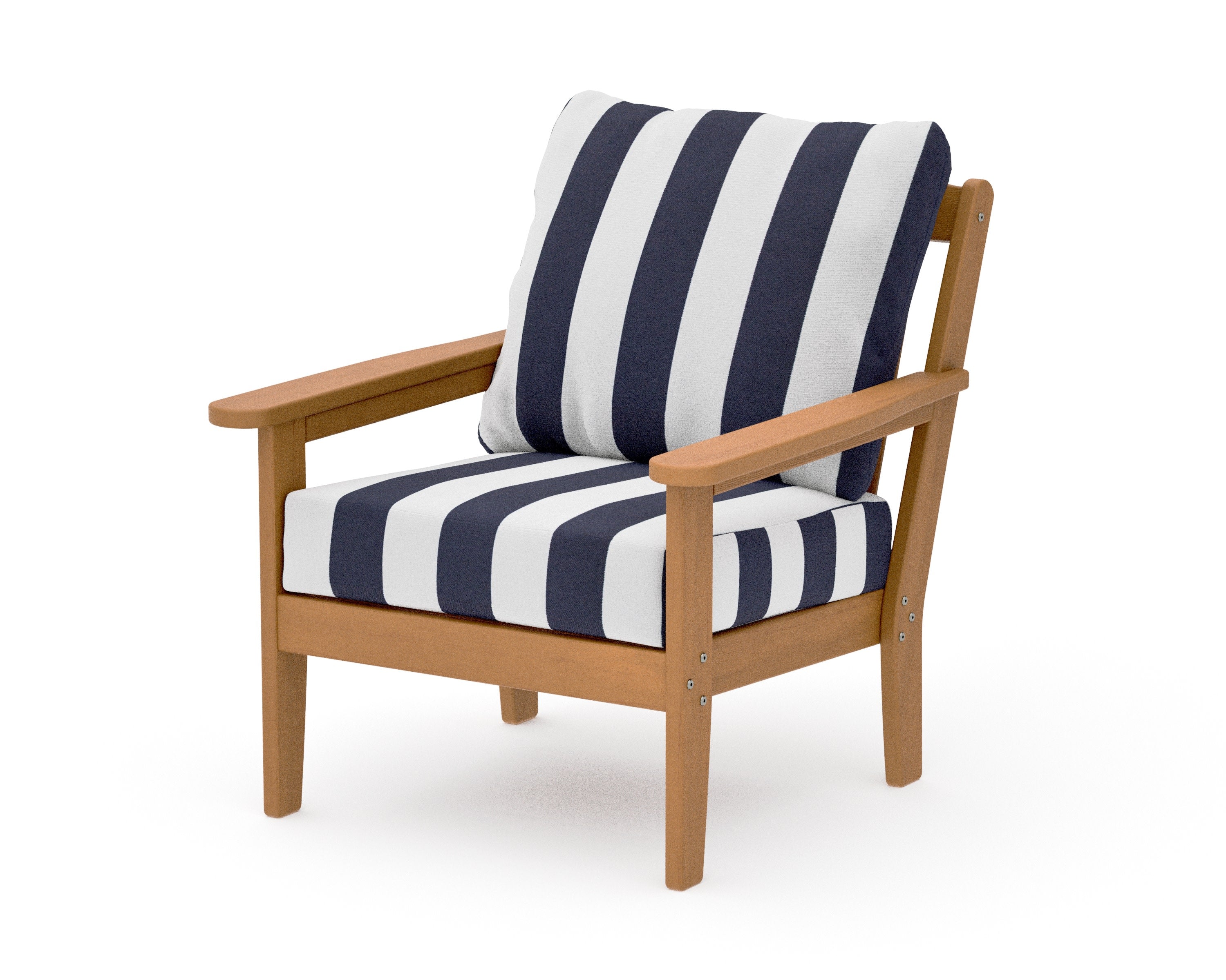 Cottage Deep Seating Chair in Natural / Cabana Stripe Navy
