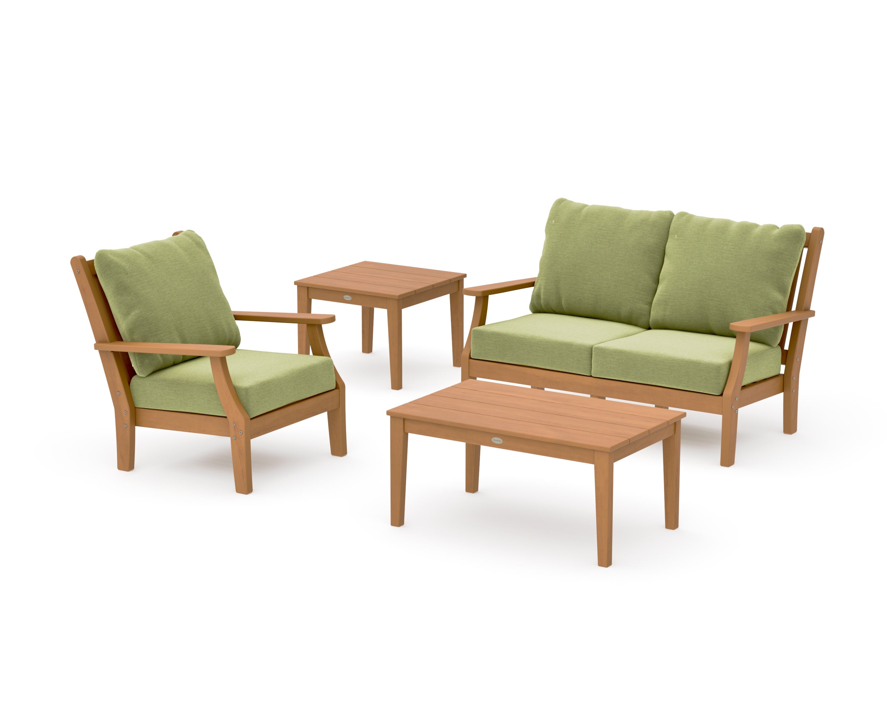 Wovendale 4-Piece Deep Seating Set in Natural / Chartreuse Boucle