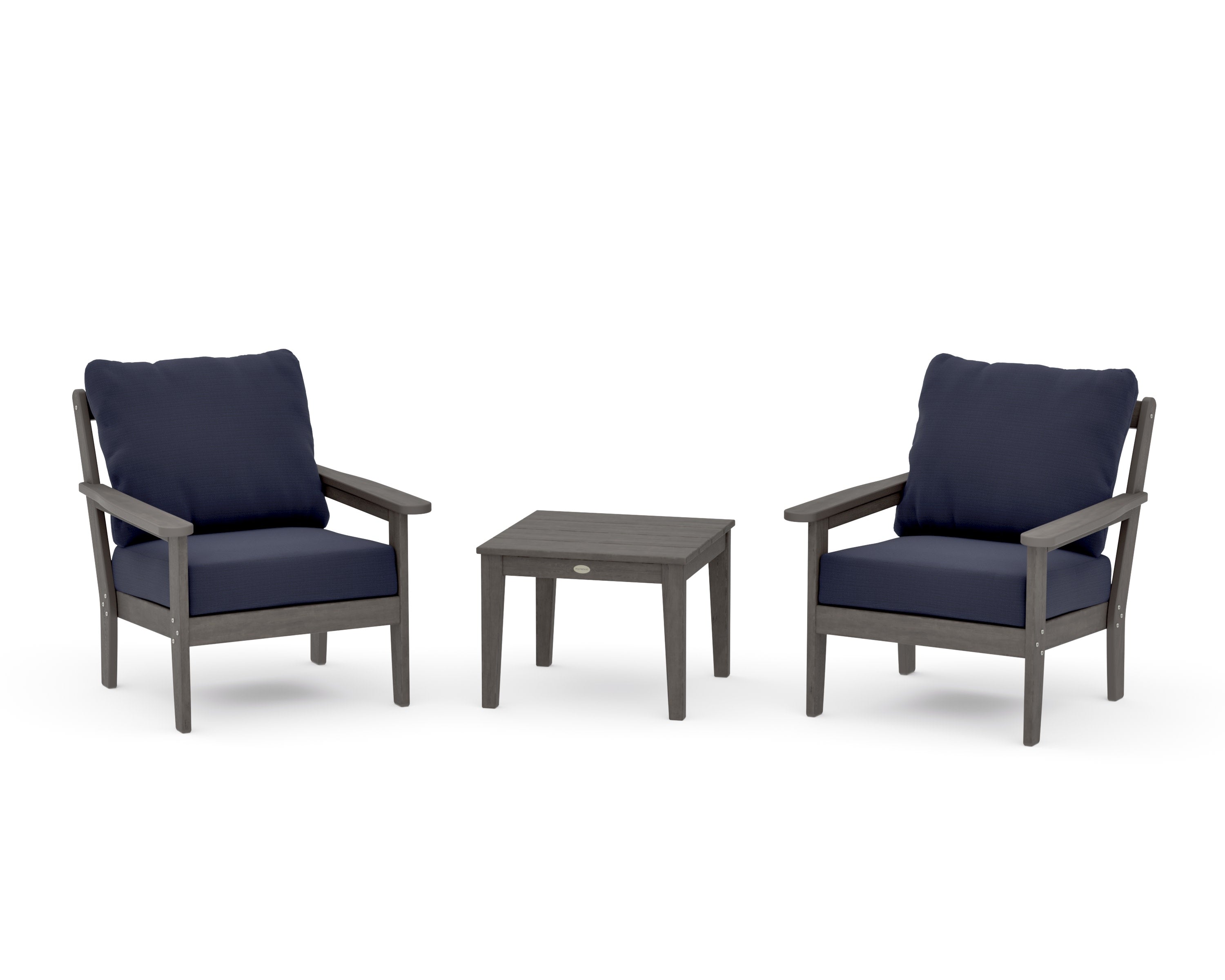 Cottage 3-Piece Deep Seating Set in Driftwood / Navy Linen