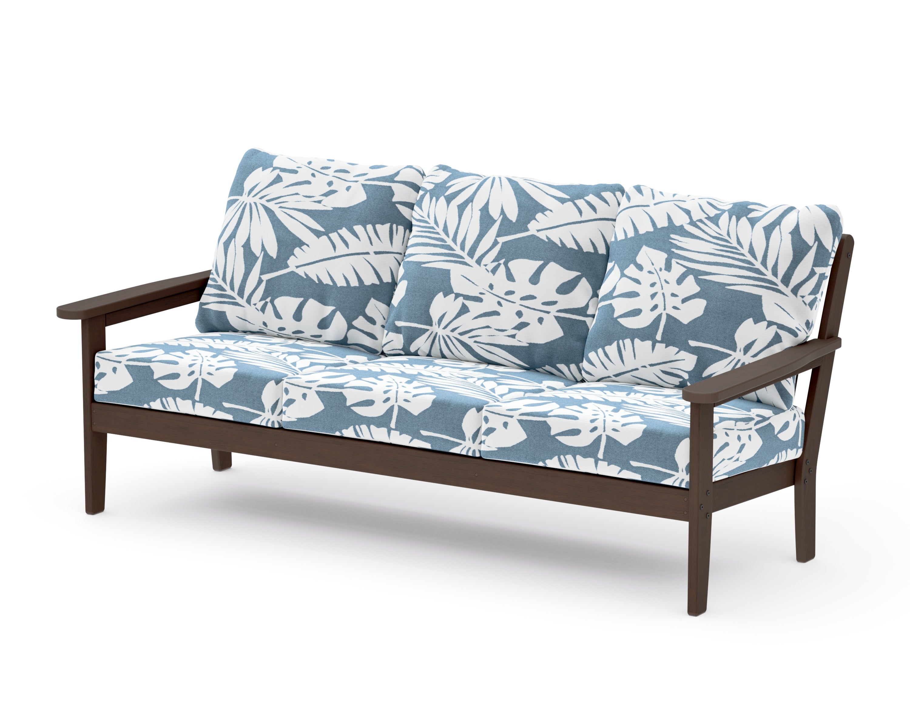 Cottage Deep Seating Sofa in Kona / Leaf Sky Blue