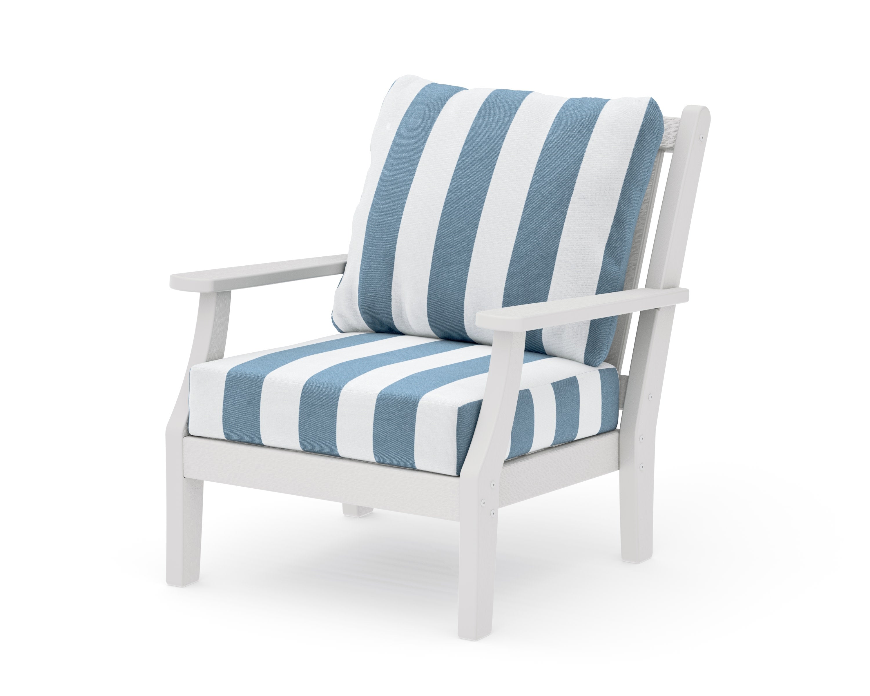 Wovendale Deep Seating Chair in Vintage White / Cabana Stripe Sky Blue