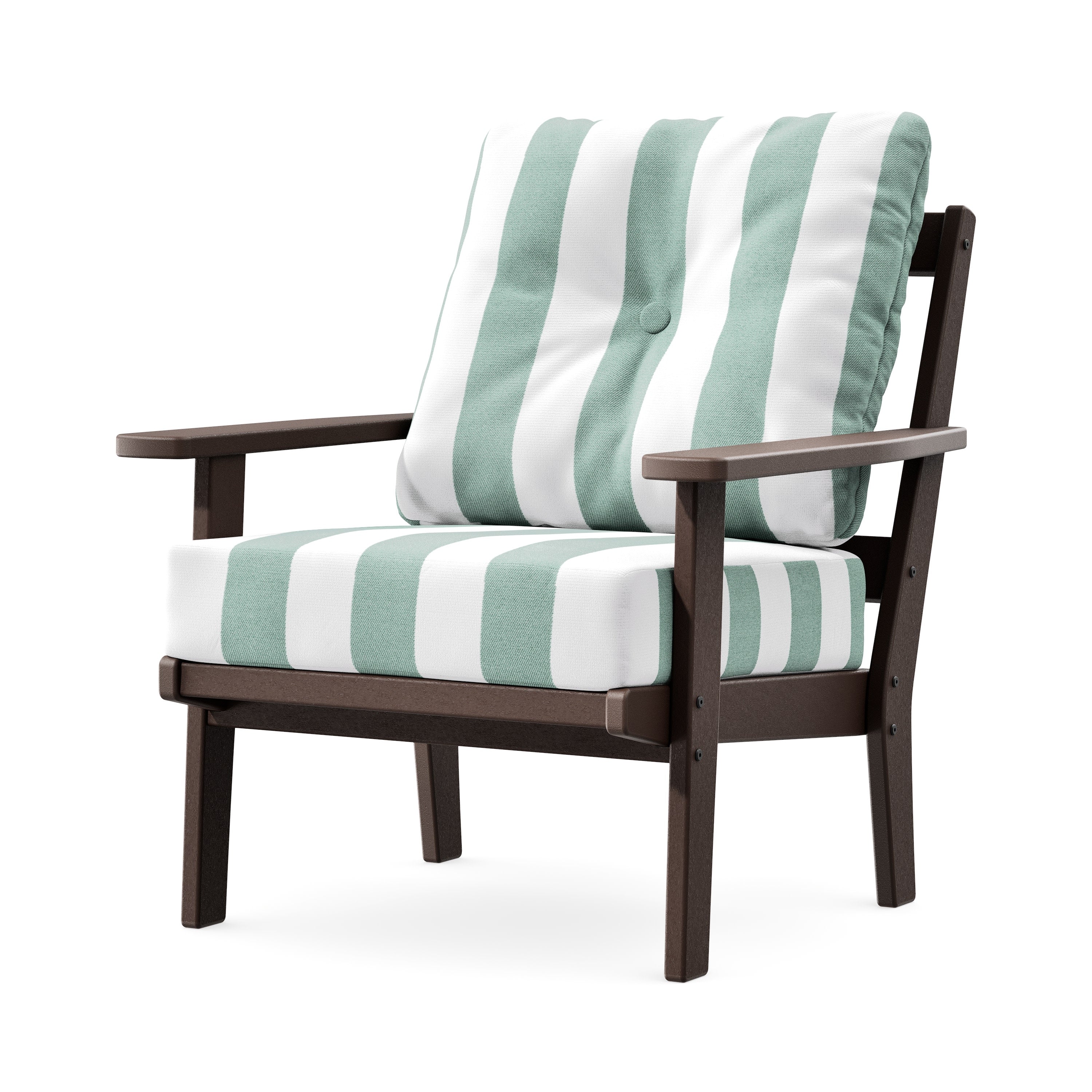 Prairie Deep Seating Chair in Mahogany / Cabana Stripe Glacier Spa