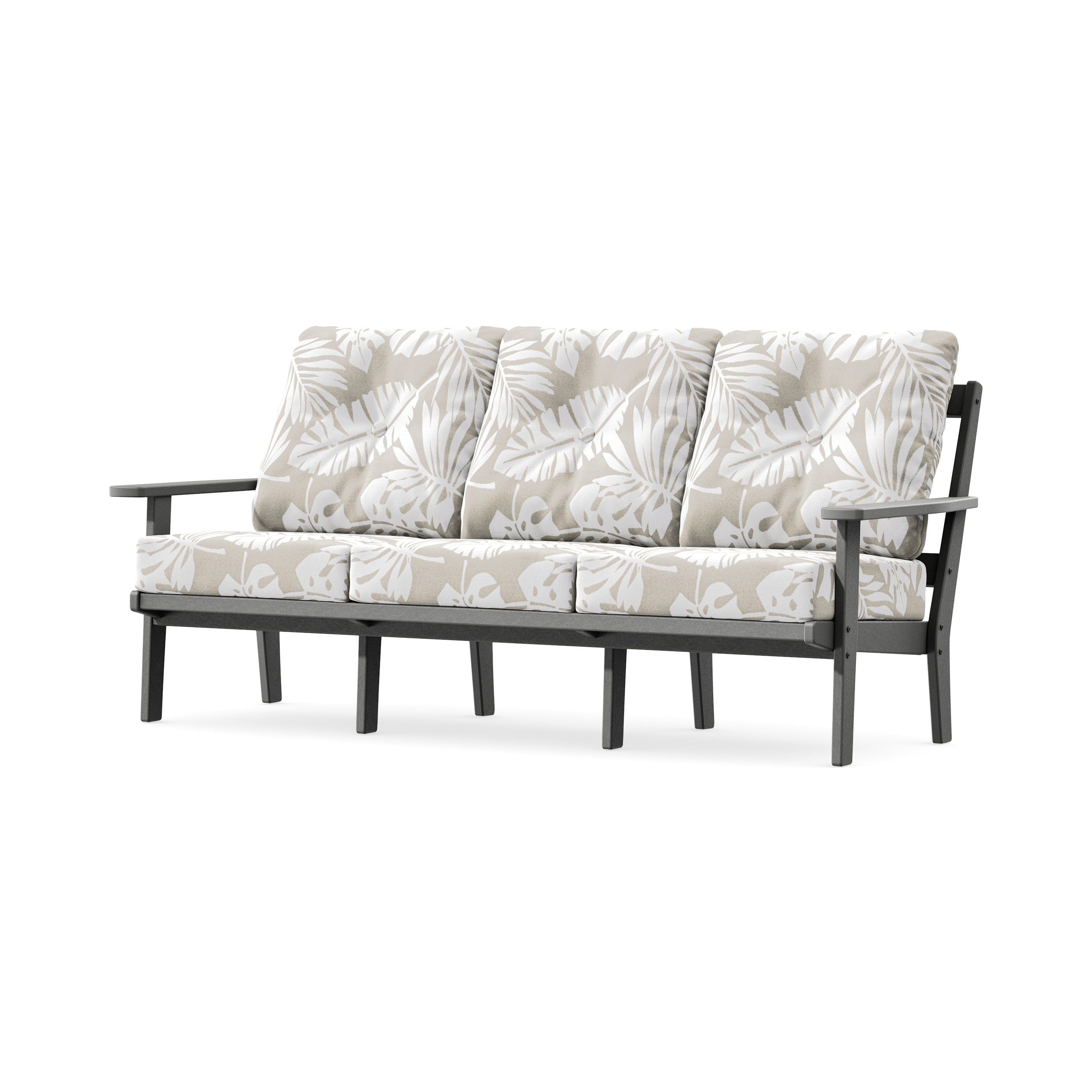 PrairieDeep Seating Sofa in Slate Grey / Leaf Dune Burlap
