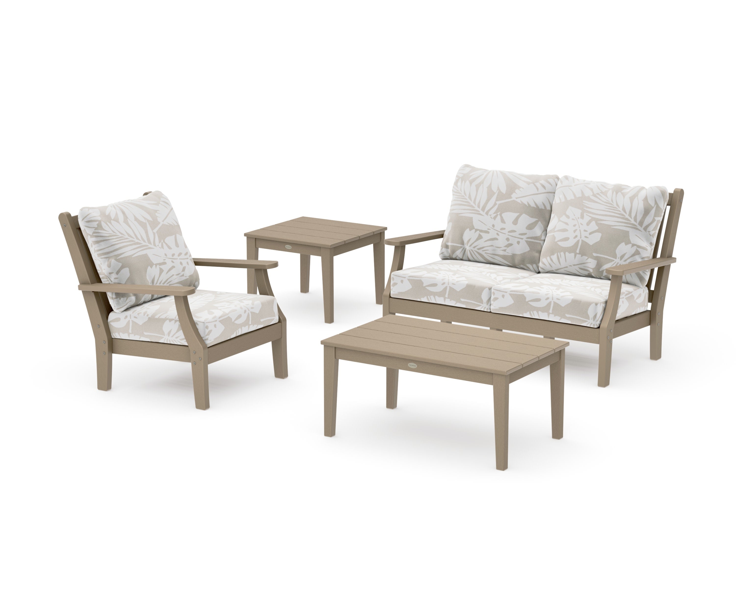 Wovendale 4-Piece Deep Seating Set in Vintage Sahara / Leaf Dune Burlap