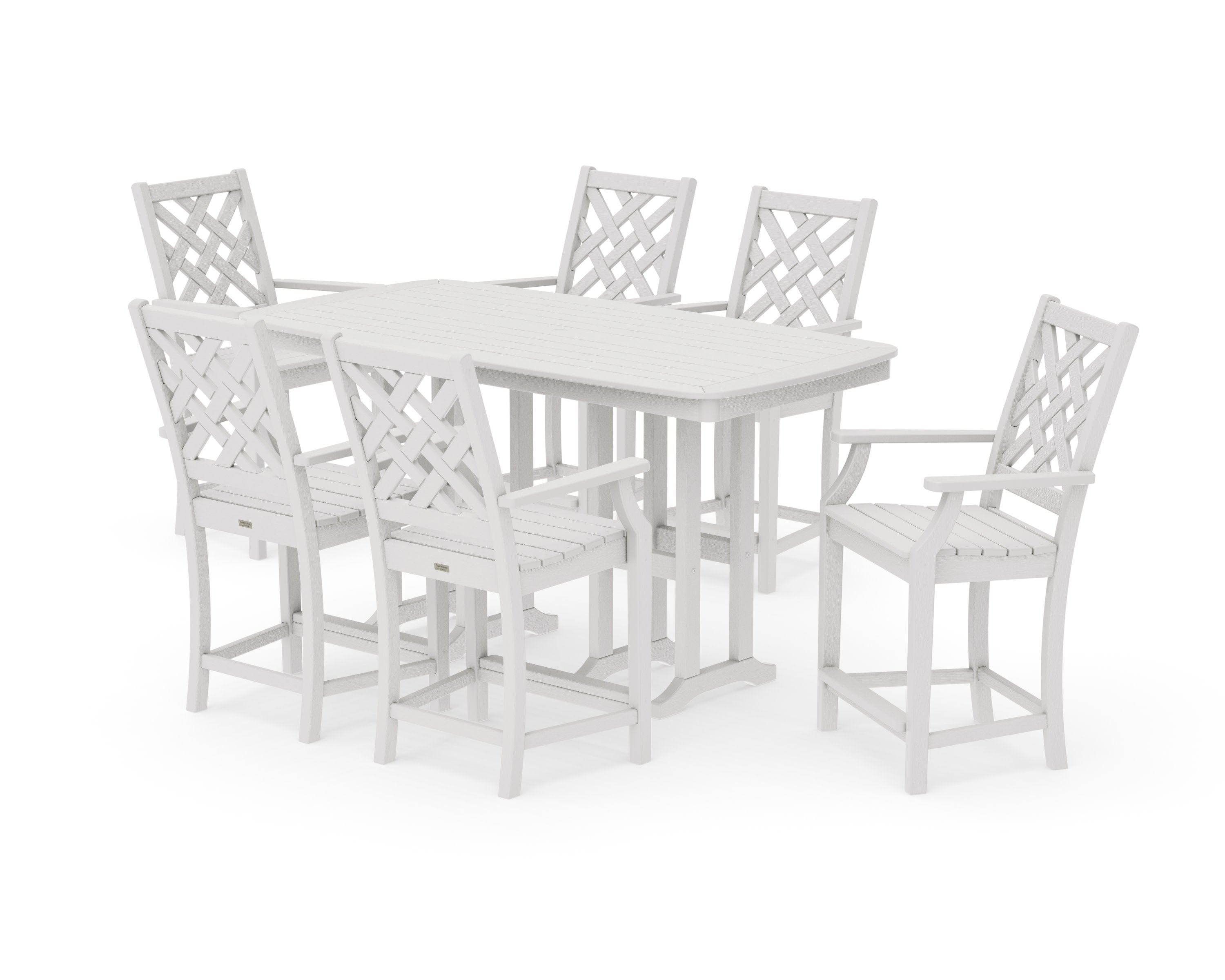 Wovendale Arm Chair 7-Piece Counter Set in Vintage White
