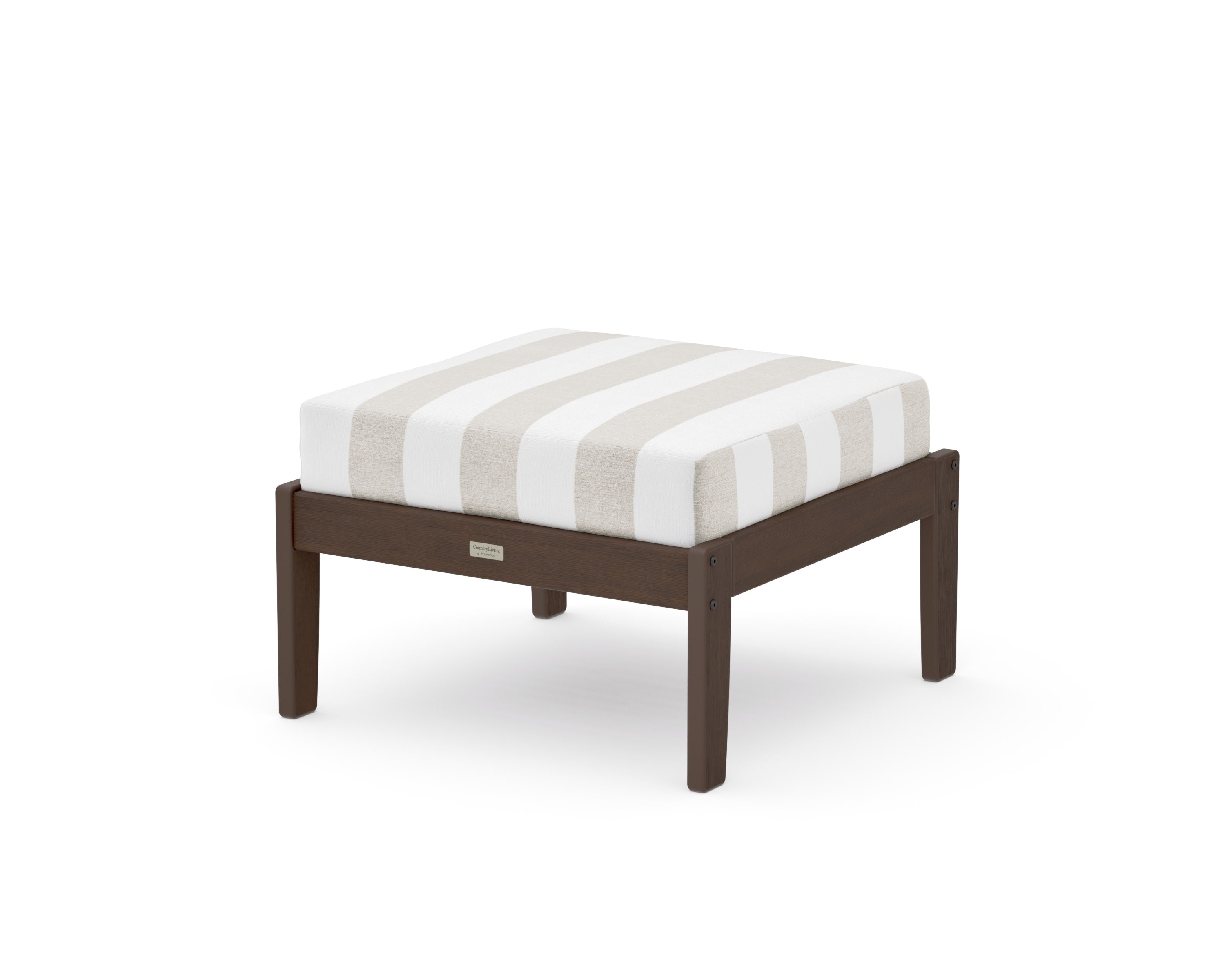 Cottage Deep Seating Ottoman in Kona / Cabana Stripe Dune Burlap