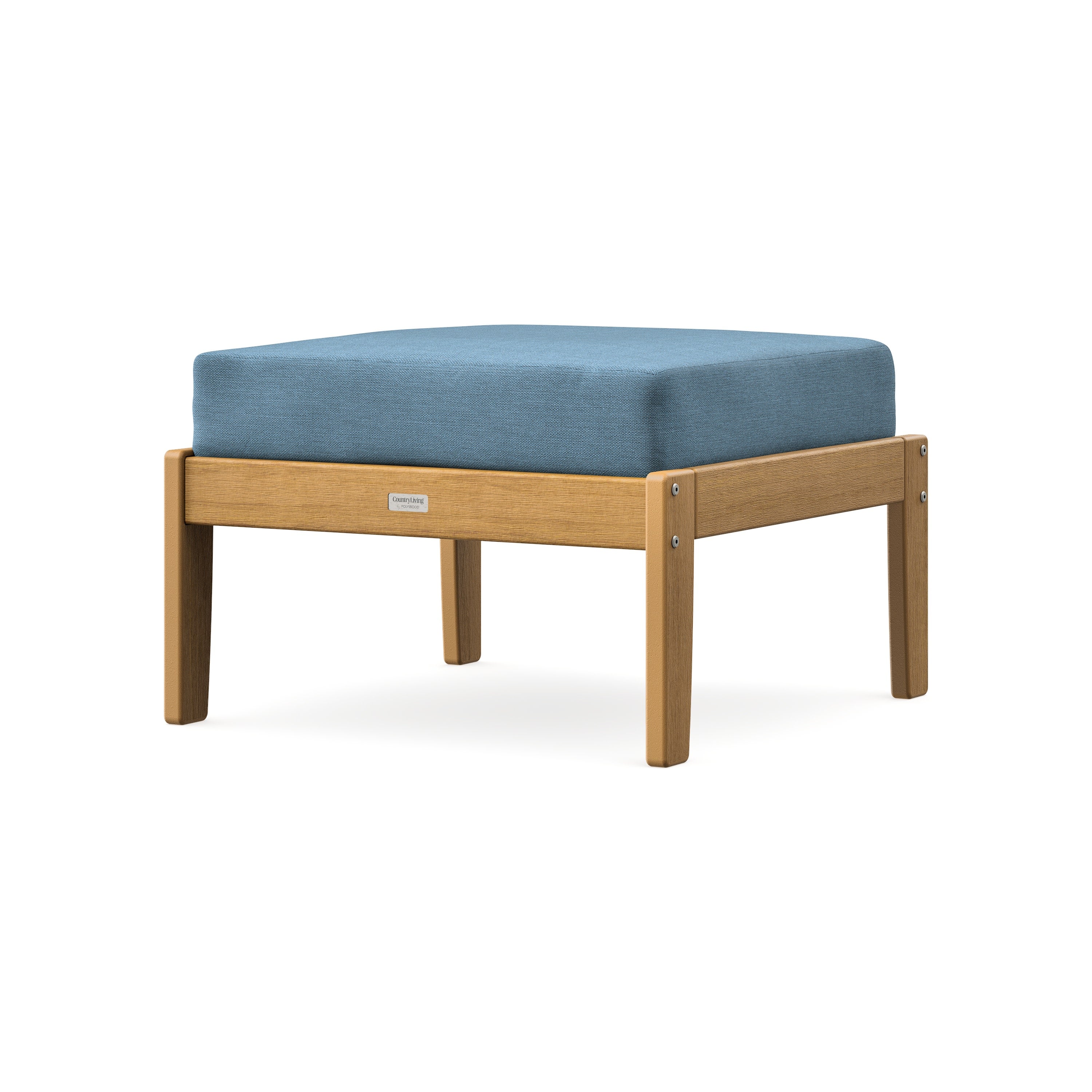 Cottage Deep Seating Ottoman in Natural / Sky Blue