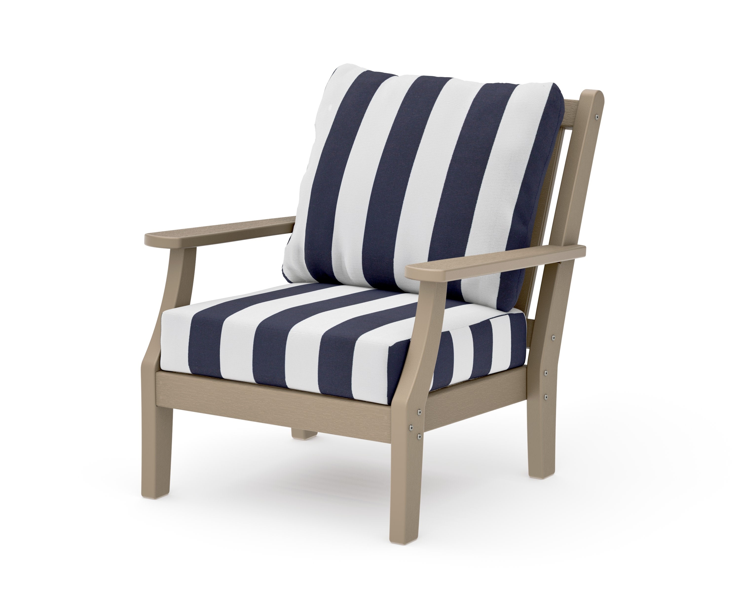 Wovendale Deep Seating Chair in Vintage Sahara / Cabana Stripe Navy