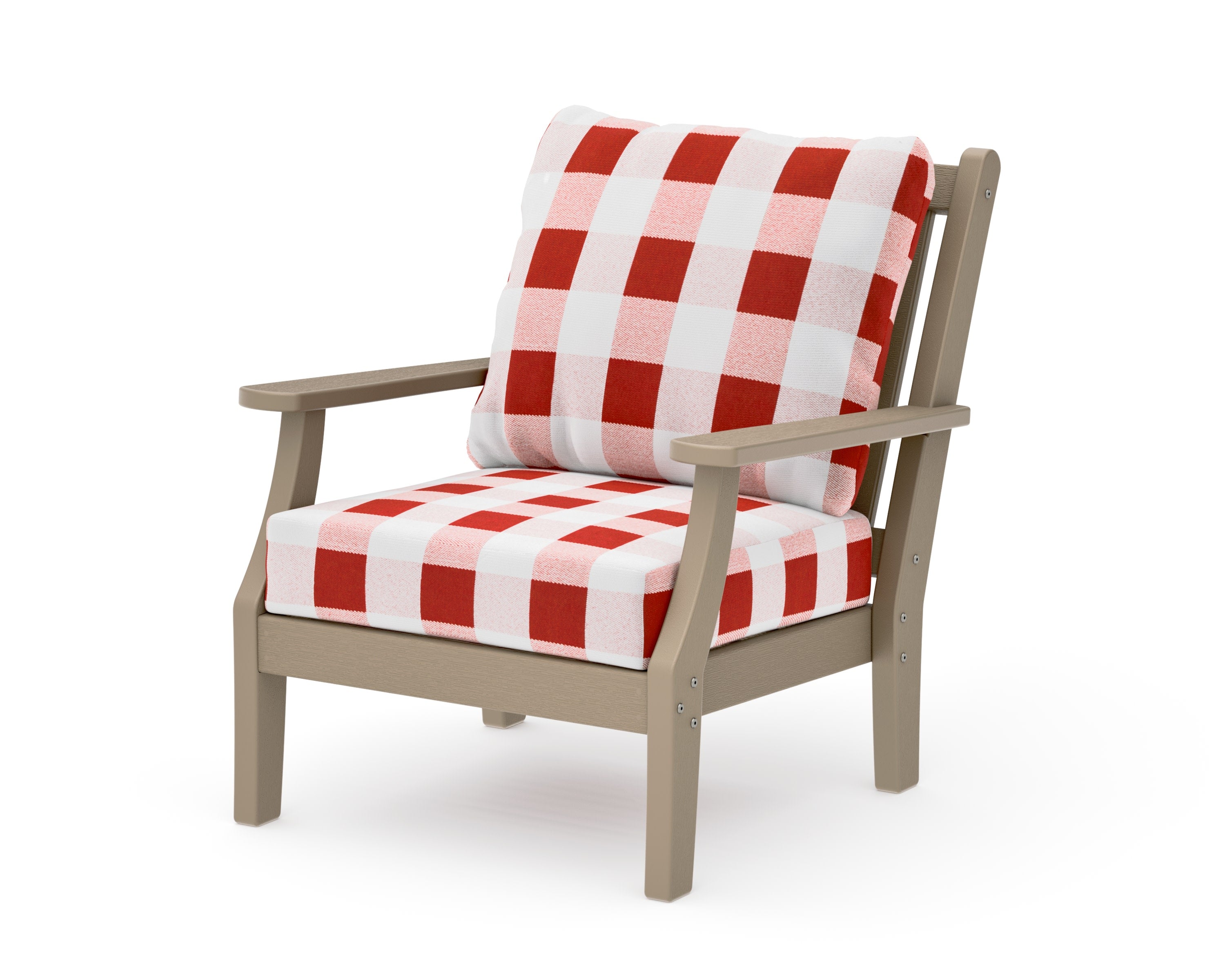 Wovendale Deep Seating Chair in Vintage Sahara / Buffalo Plaid Crimson