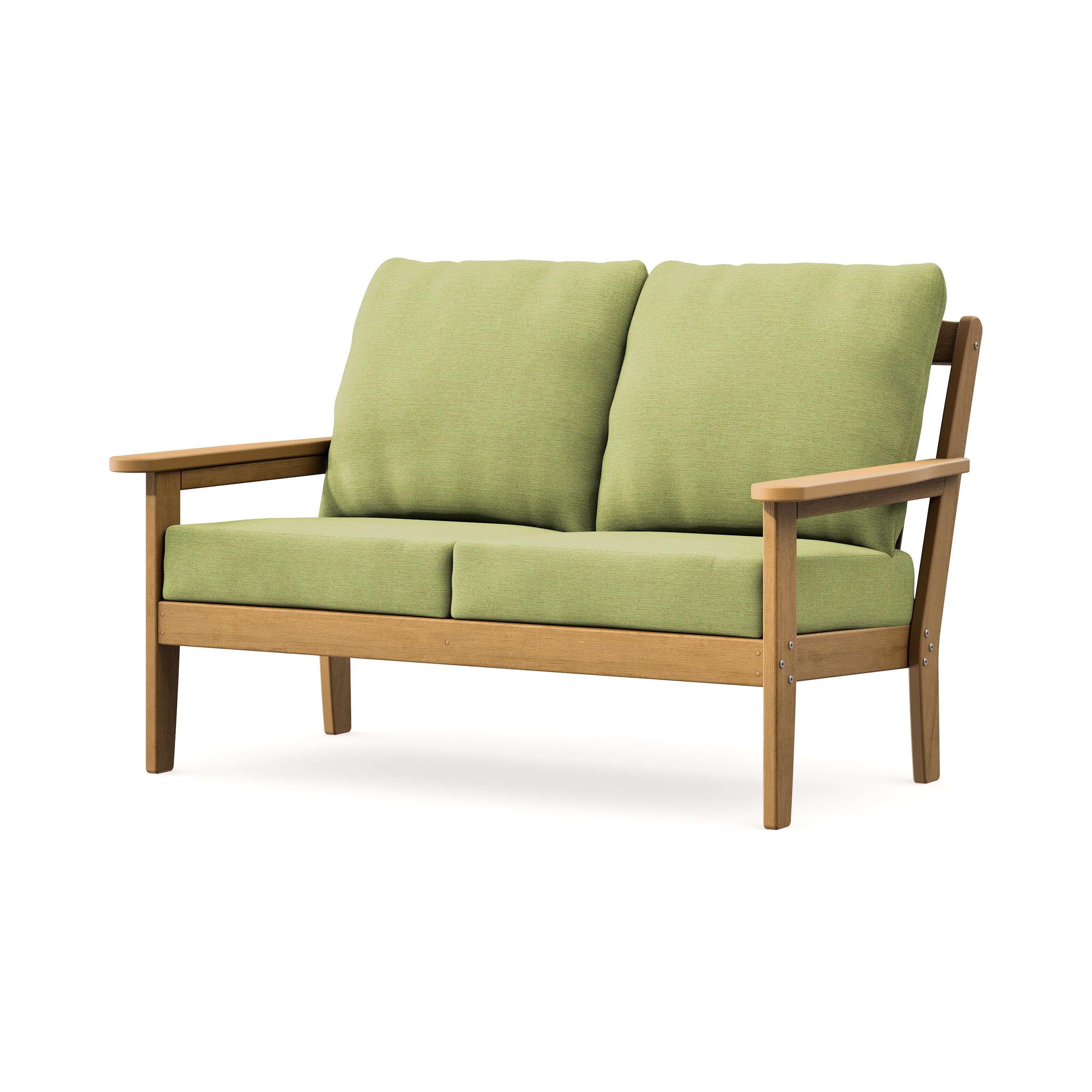 Cottage Deep Seating Loveseat in Natural / Chartreuse Boucle
