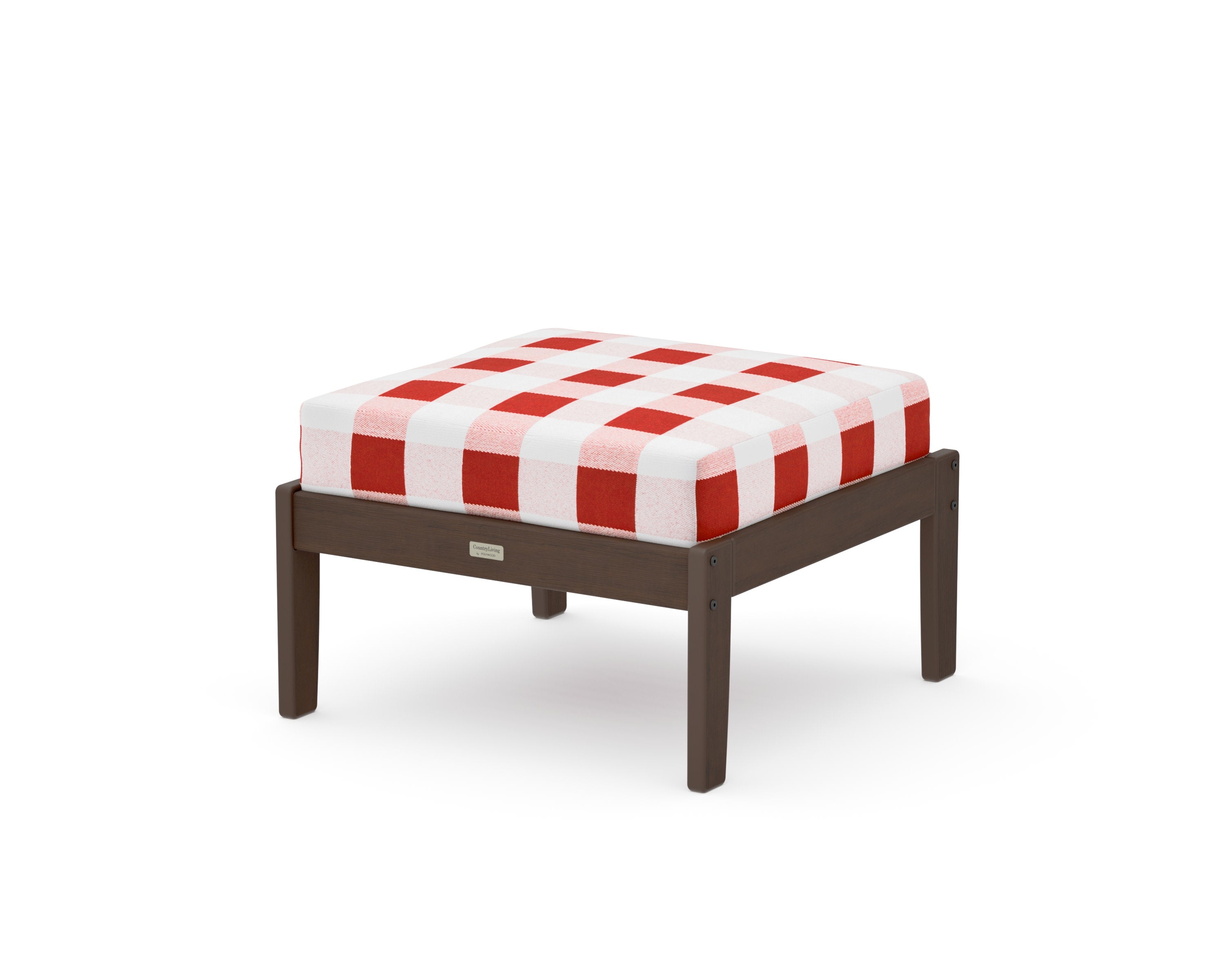 Cottage Deep Seating Ottoman in Kona / Buffalo Plaid Crimson