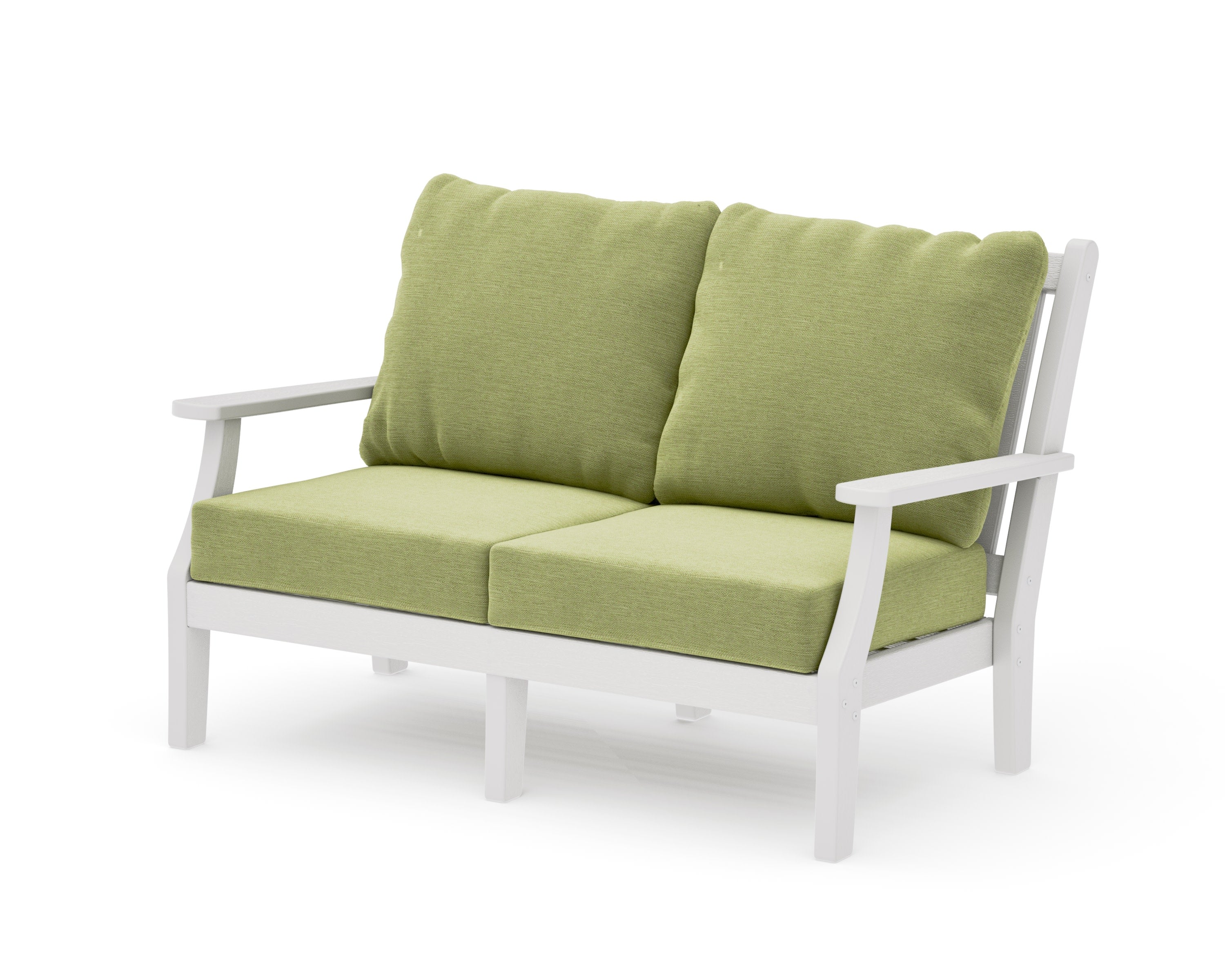 Wovendale Deep Seating Loveseat in Vintage White / Chartreuse Boucle