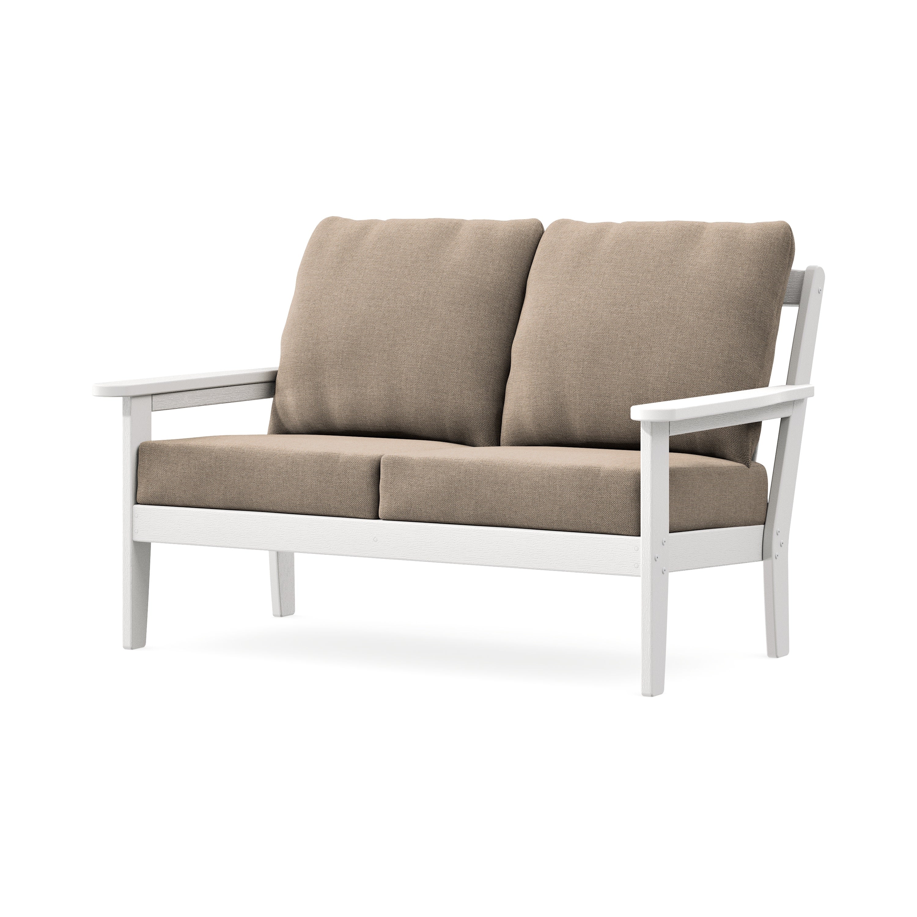 Cottage Deep Seating Loveseat in Vintage White / Spiced Burlap