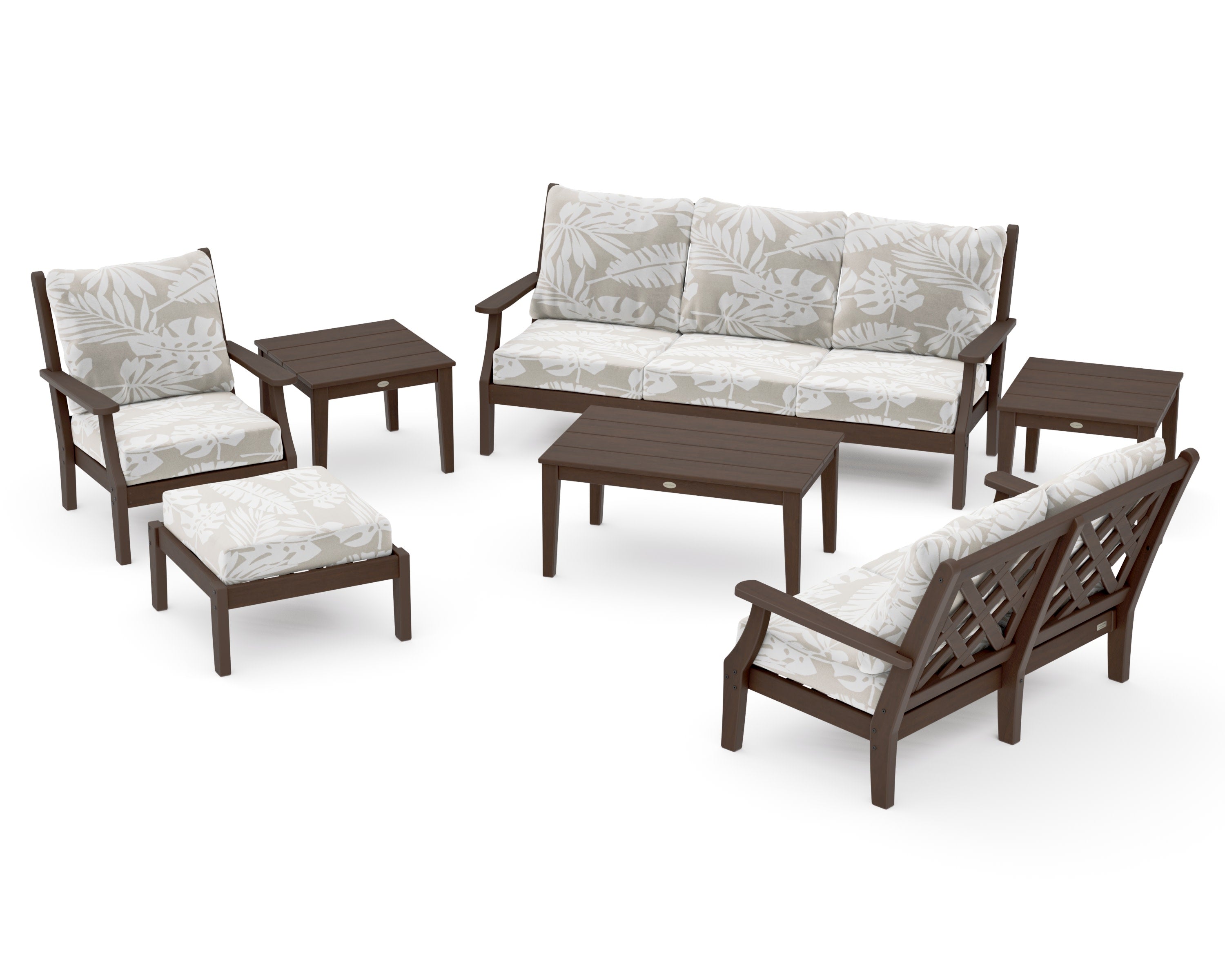 Wovendale 7-Piece Deep Seating Set in Kona / Leaf Dune Burlap