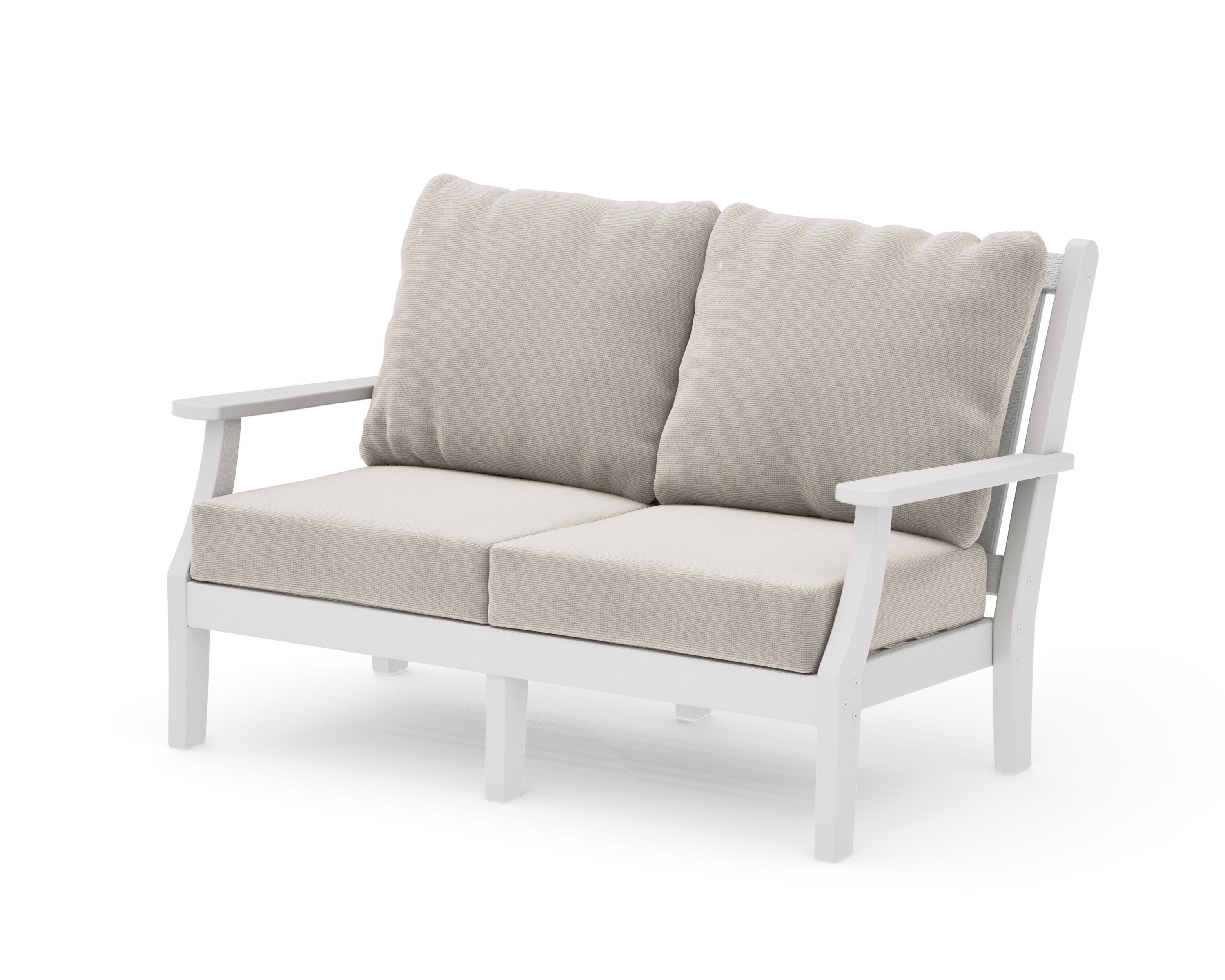 Wovendale Deep Seating Loveseat in Vintage White / Dune Burlap