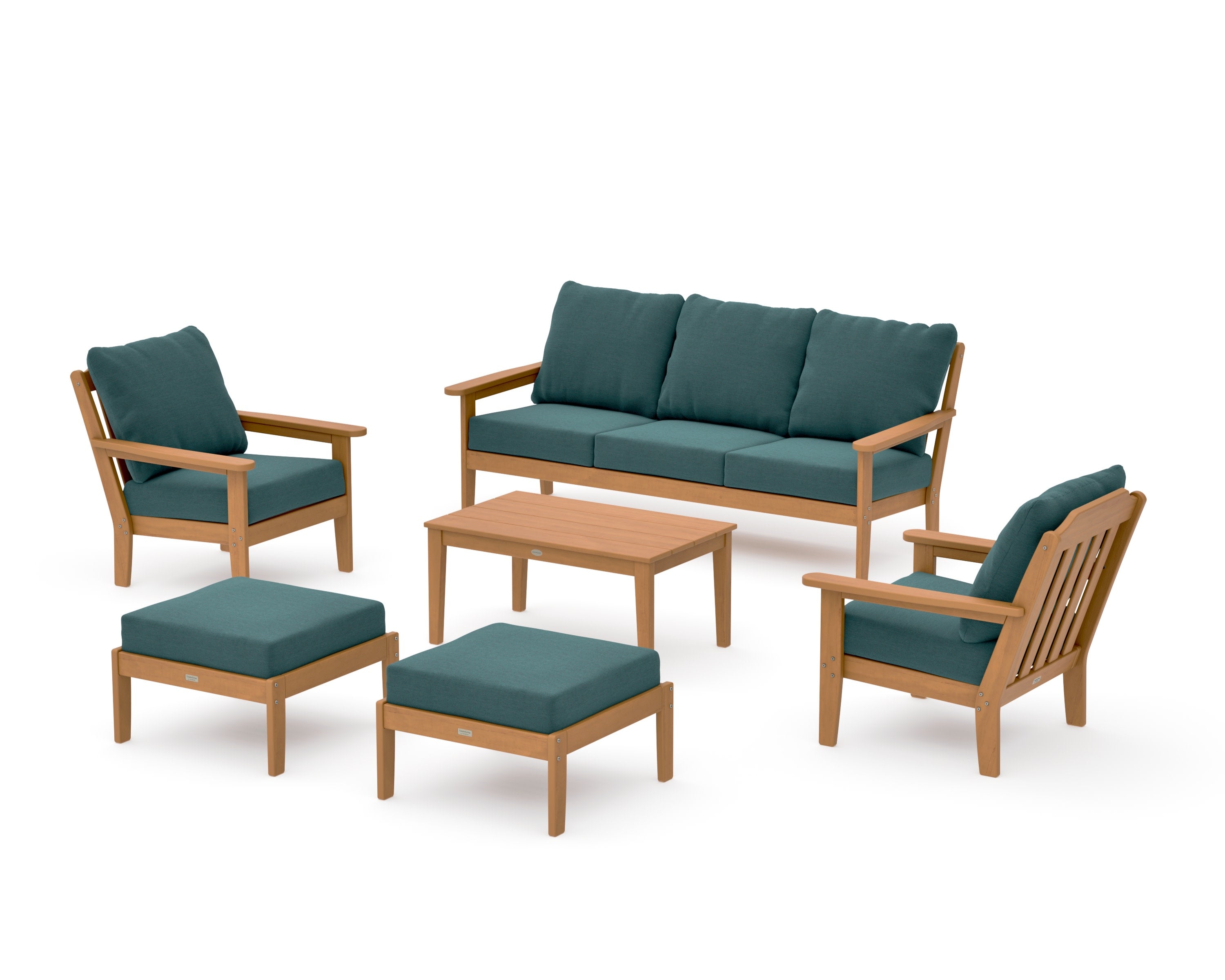 Cottage 6-Piece Lounge Sofa Set in Natural / Ocean Teal