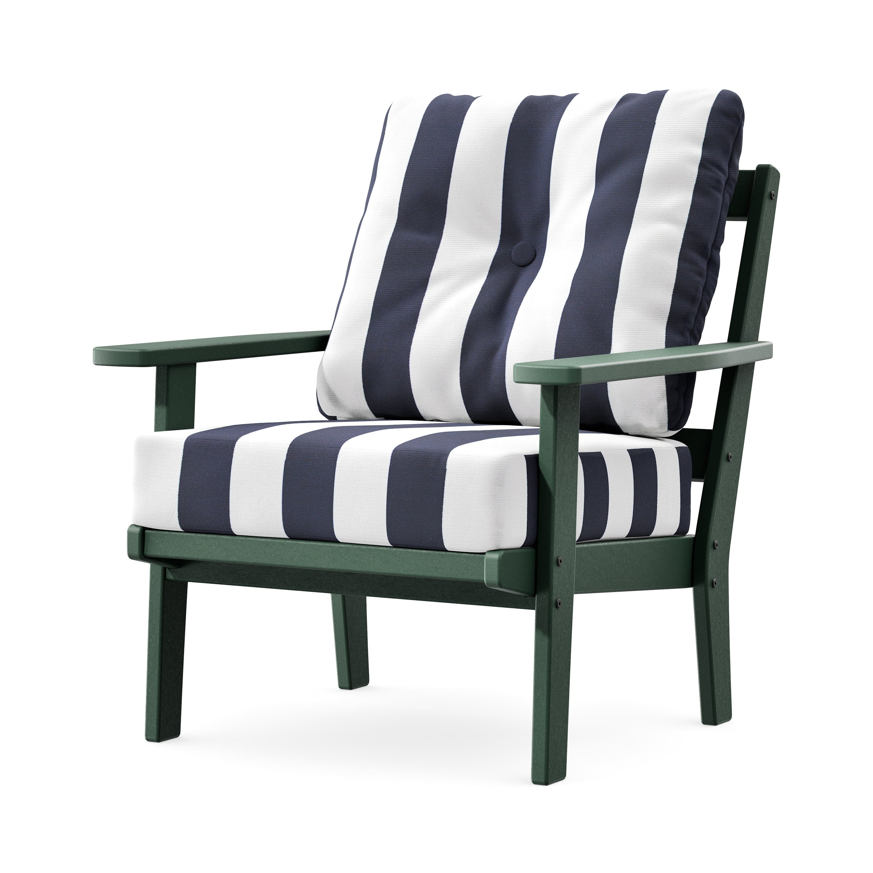 Prairie Deep Seating Chair in Green / Cabana Stripe Navy