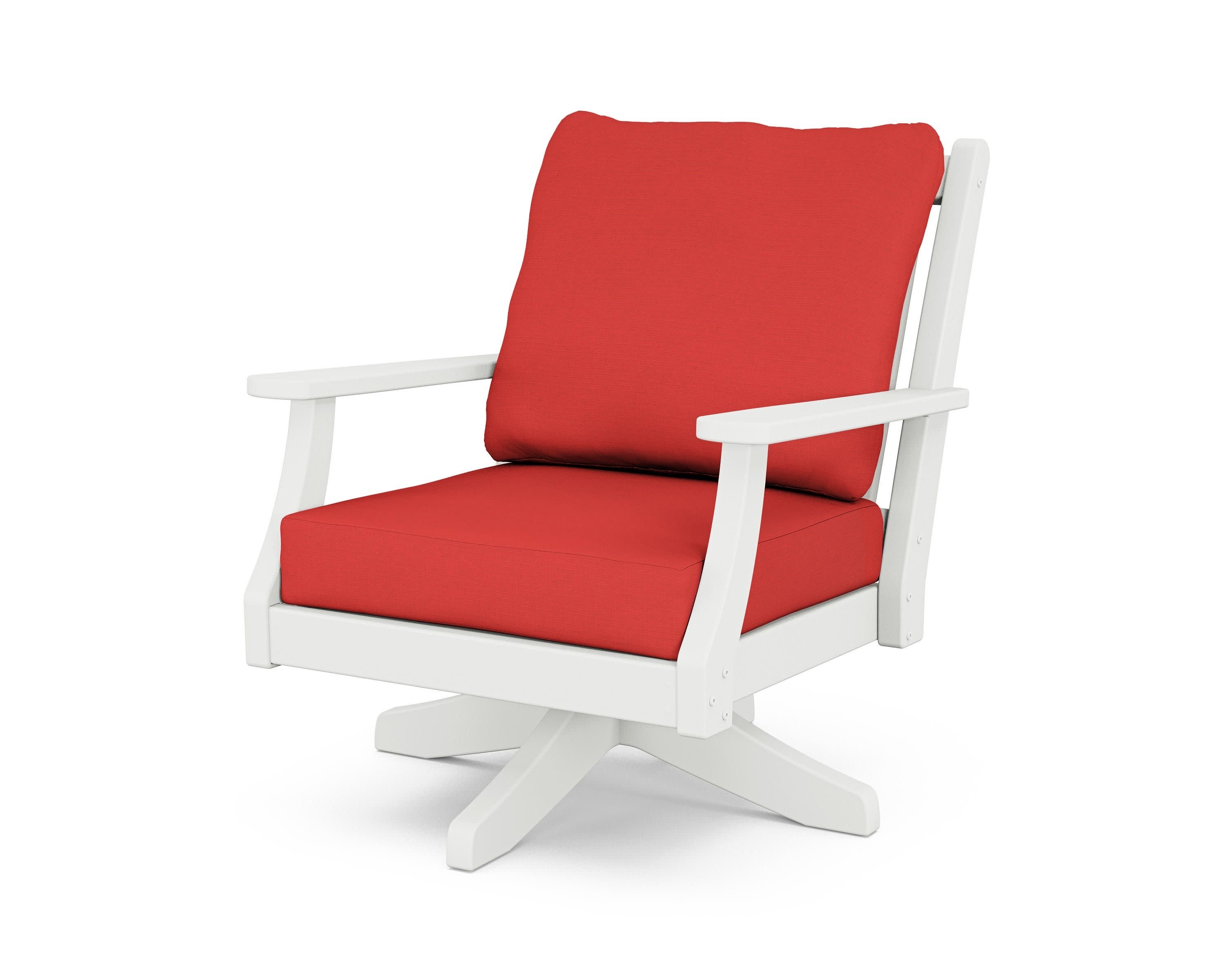 Wovendale Deep Seating Swivel Chair in White / Crimson Linen
