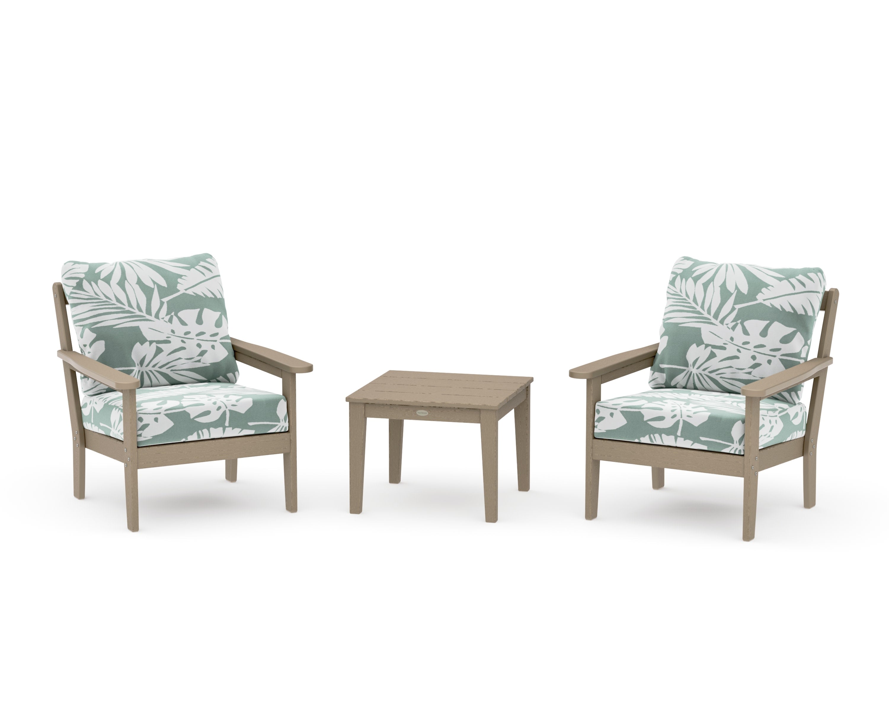 Cottage 3-Piece Deep Seating Set in Vintage Sahara / Leaf Glacier Spa