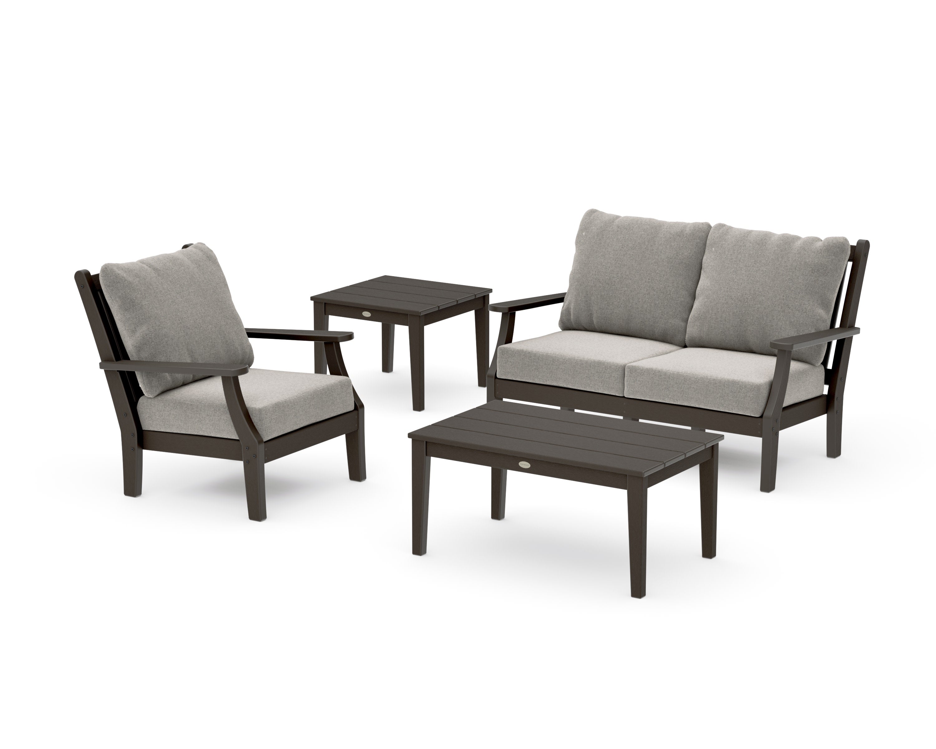 Wovendale 4-Piece Deep Seating Set in Vintage Coffee / Weathered Tweed