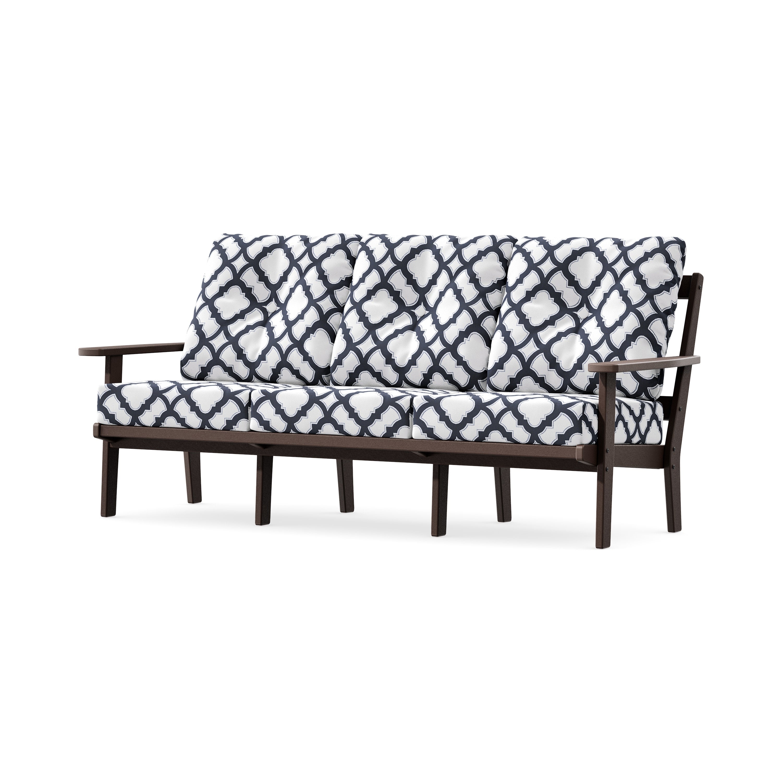 PrairieDeep Seating Sofa in Mahogany / Trellis Navy