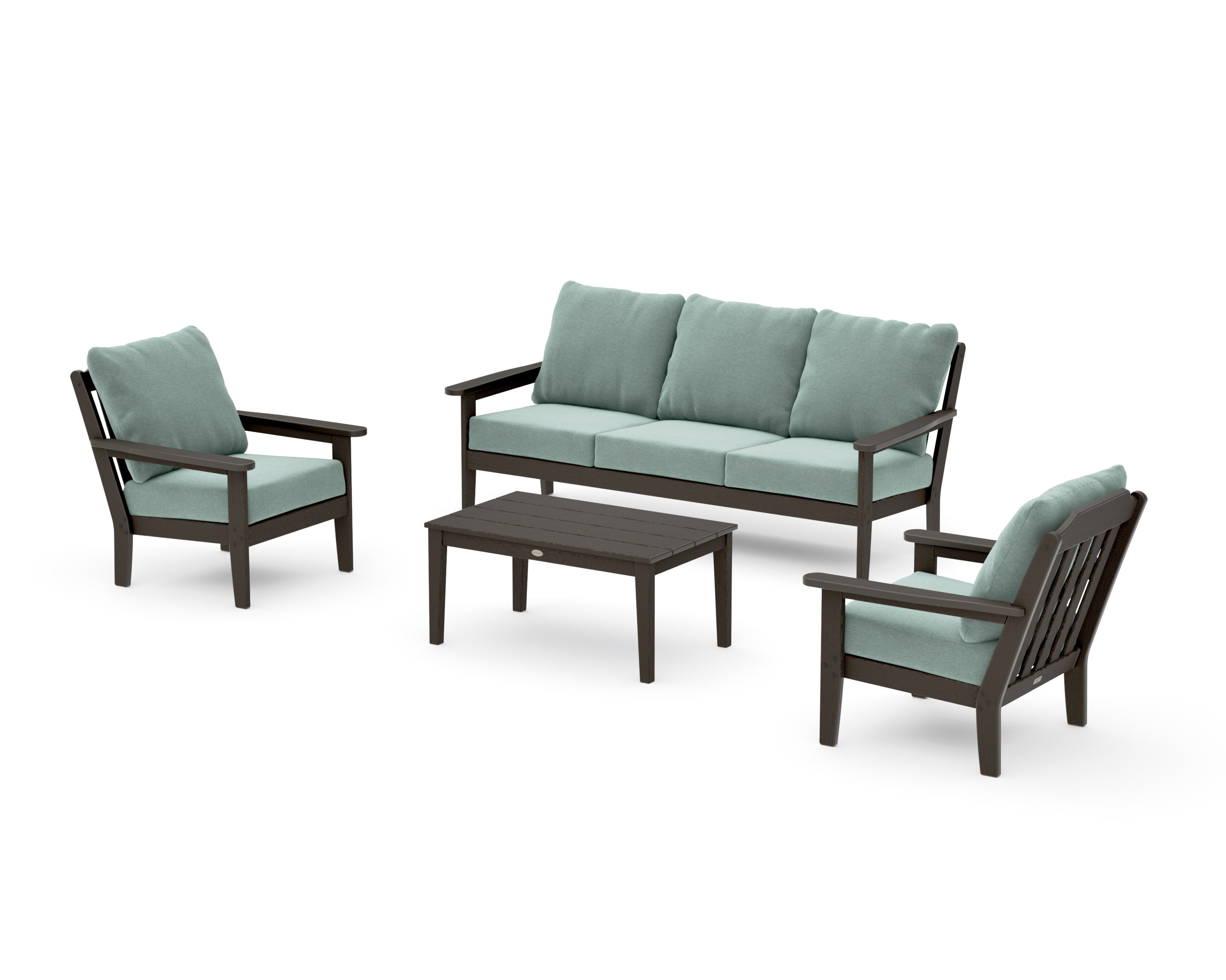 Cottage 4-Piece Deep Seating Set with Sofa in Vintage Coffee / Glacier Spa
