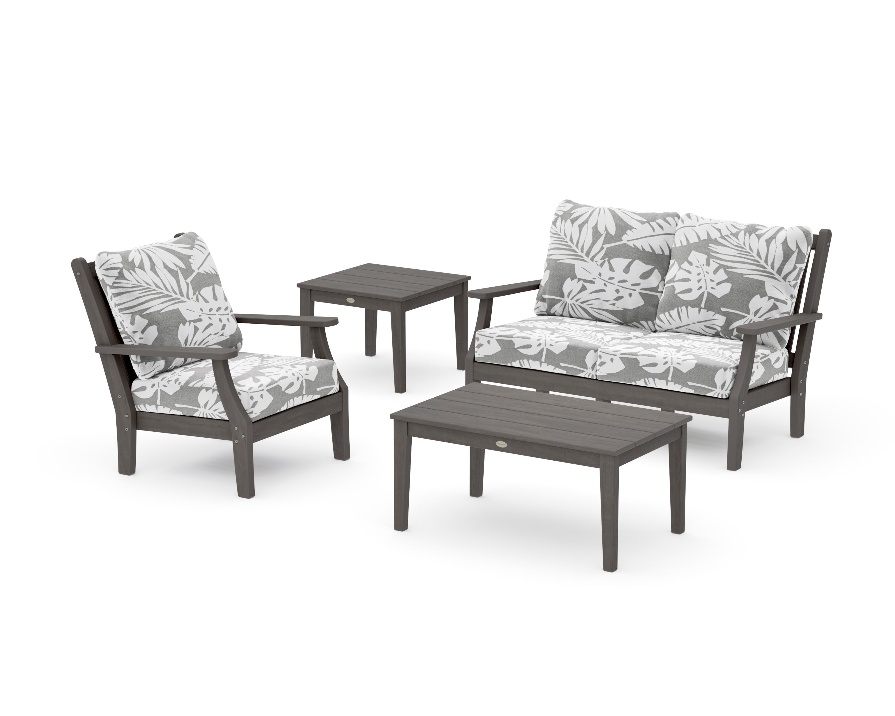 Wovendale 4-Piece Deep Seating Set in Driftwood / Leaf Grey Mist