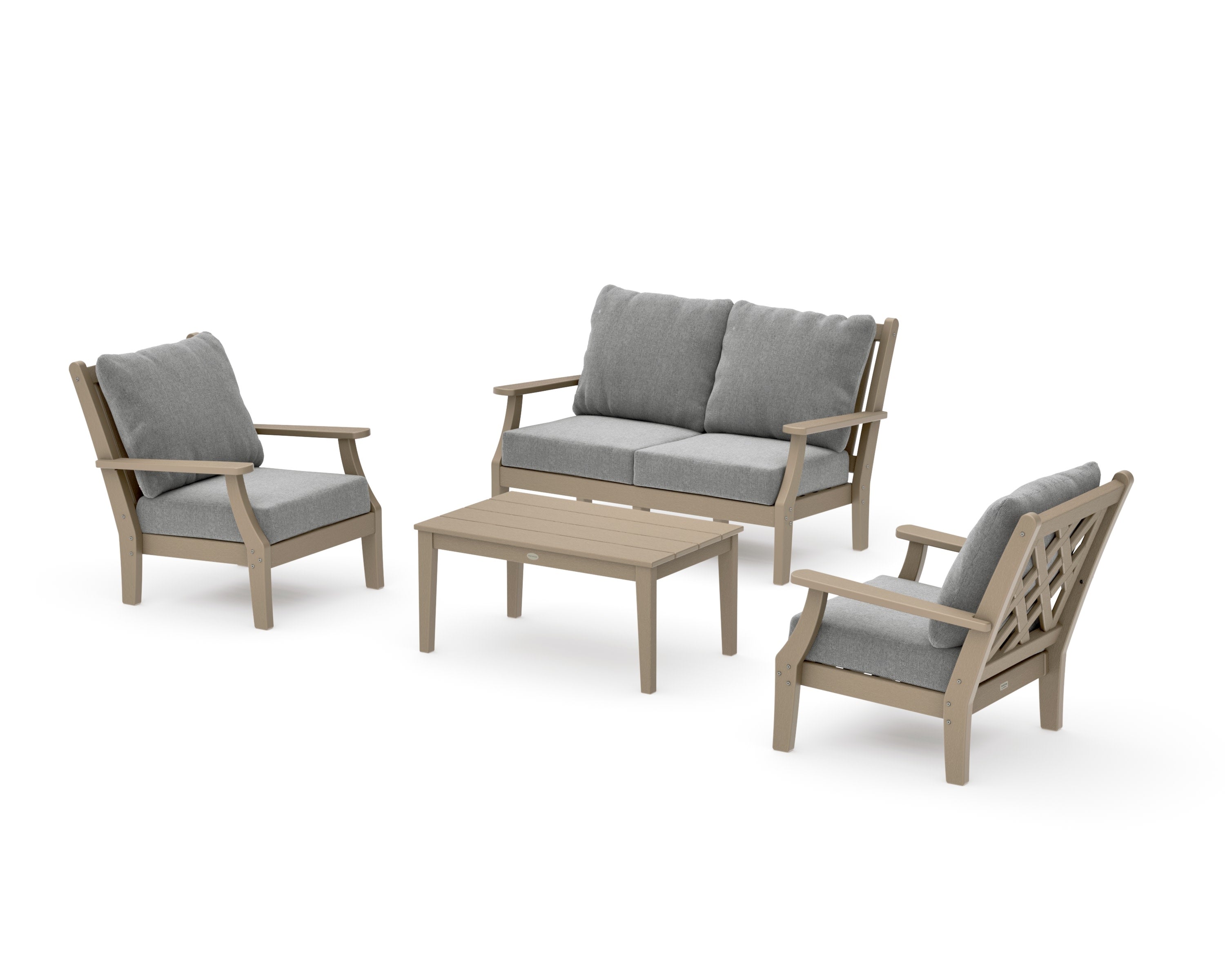 Wovendale 4-Piece Deep Seating Set with Loveseat in Vintage Sahara / Grey Mist