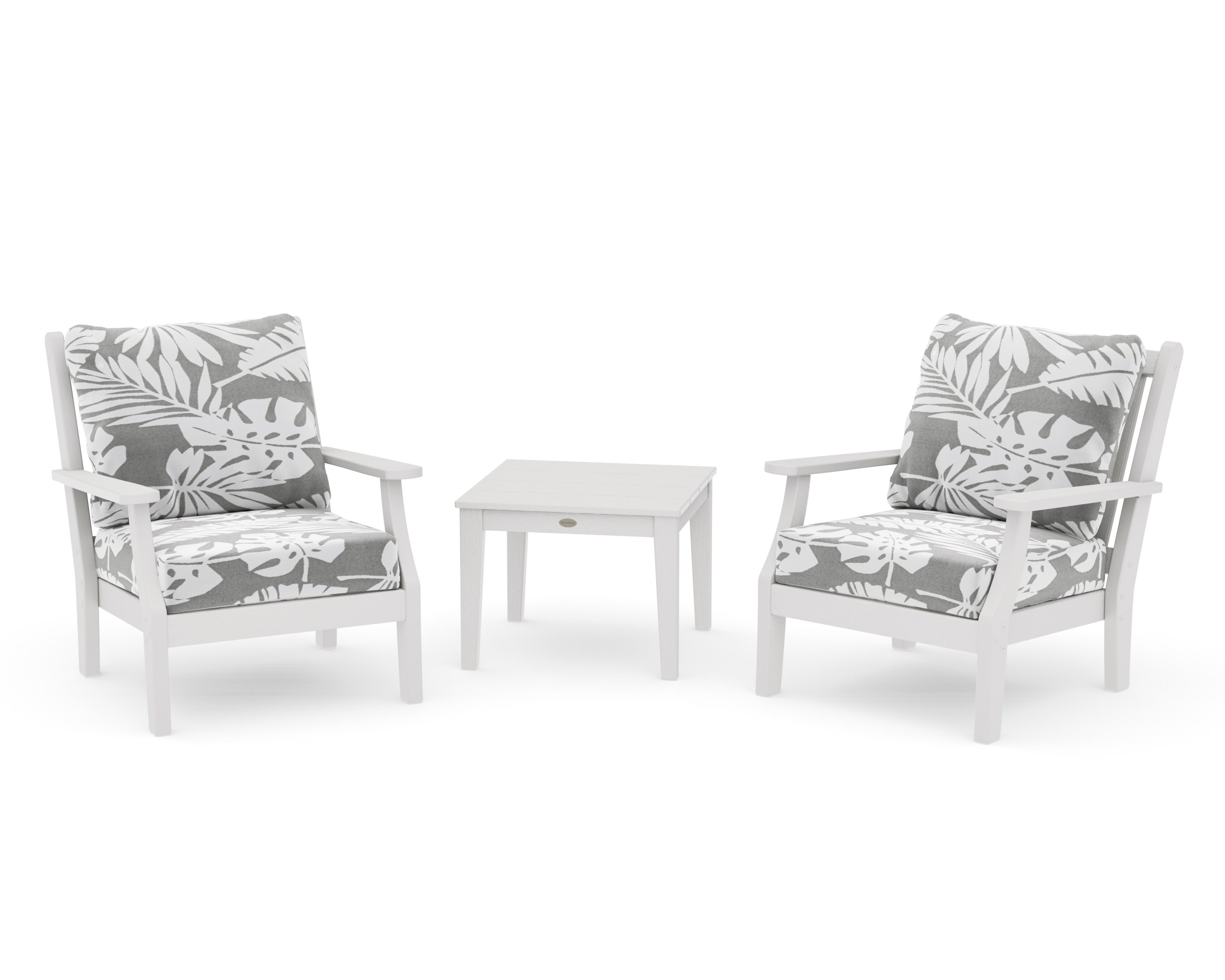 Wovendale 3-Piece Deep Seating Set in Vintage White / Leaf Grey Mist