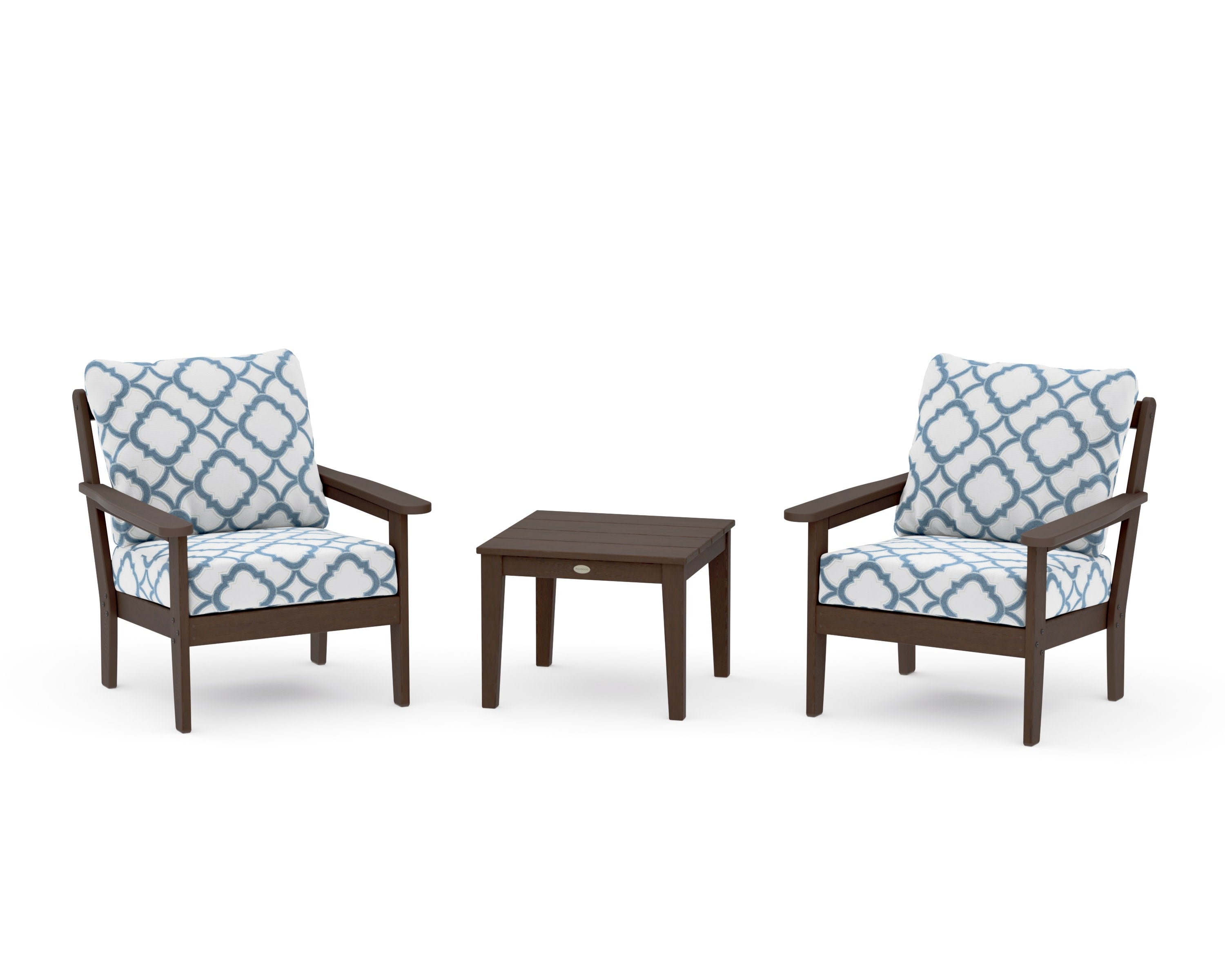 Cottage 3-Piece Deep Seating Set in Kona / Trellis Sky Blue