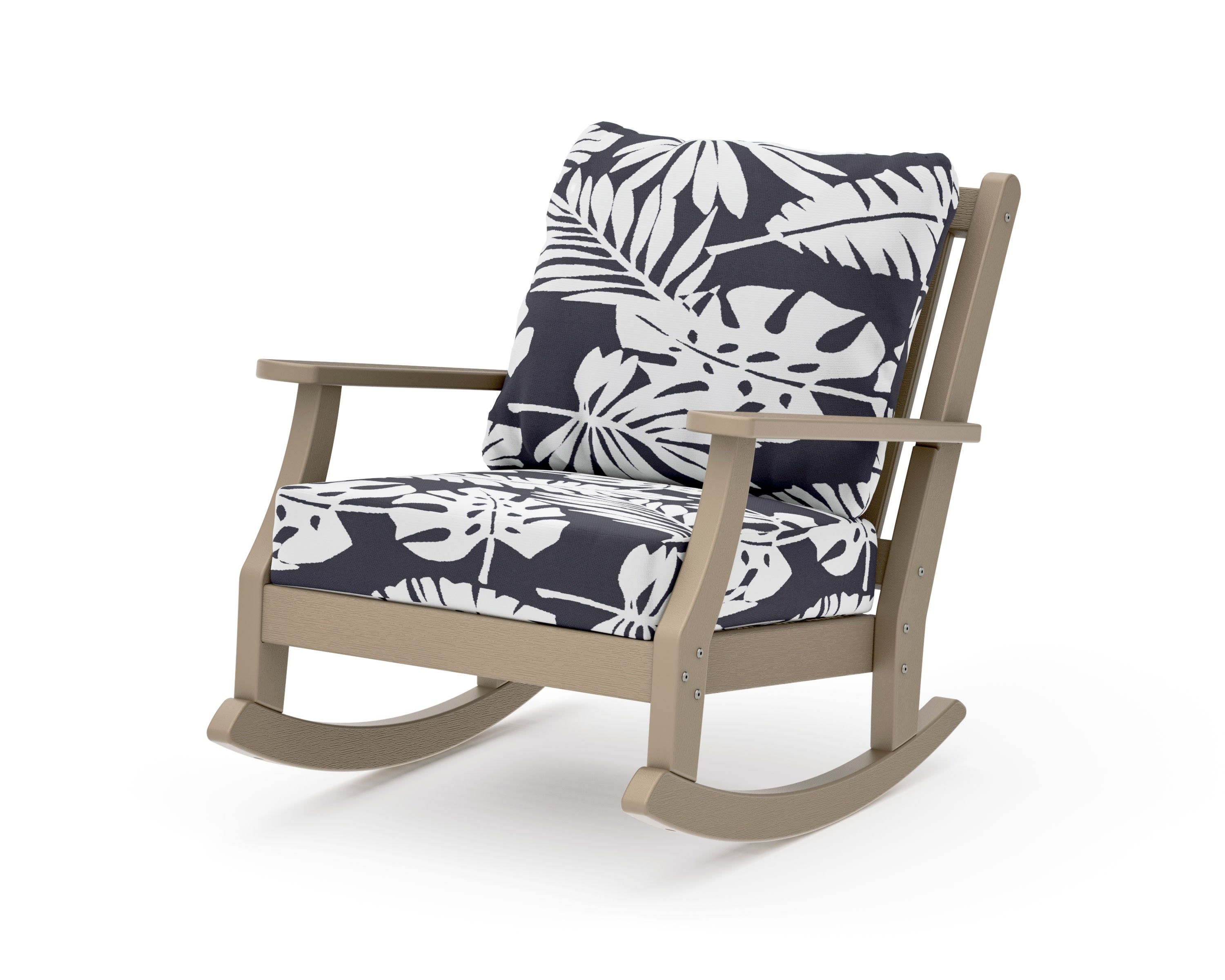 Wovendale Deep Seating Rocking Chair in Vintage Sahara / Leaf Navy