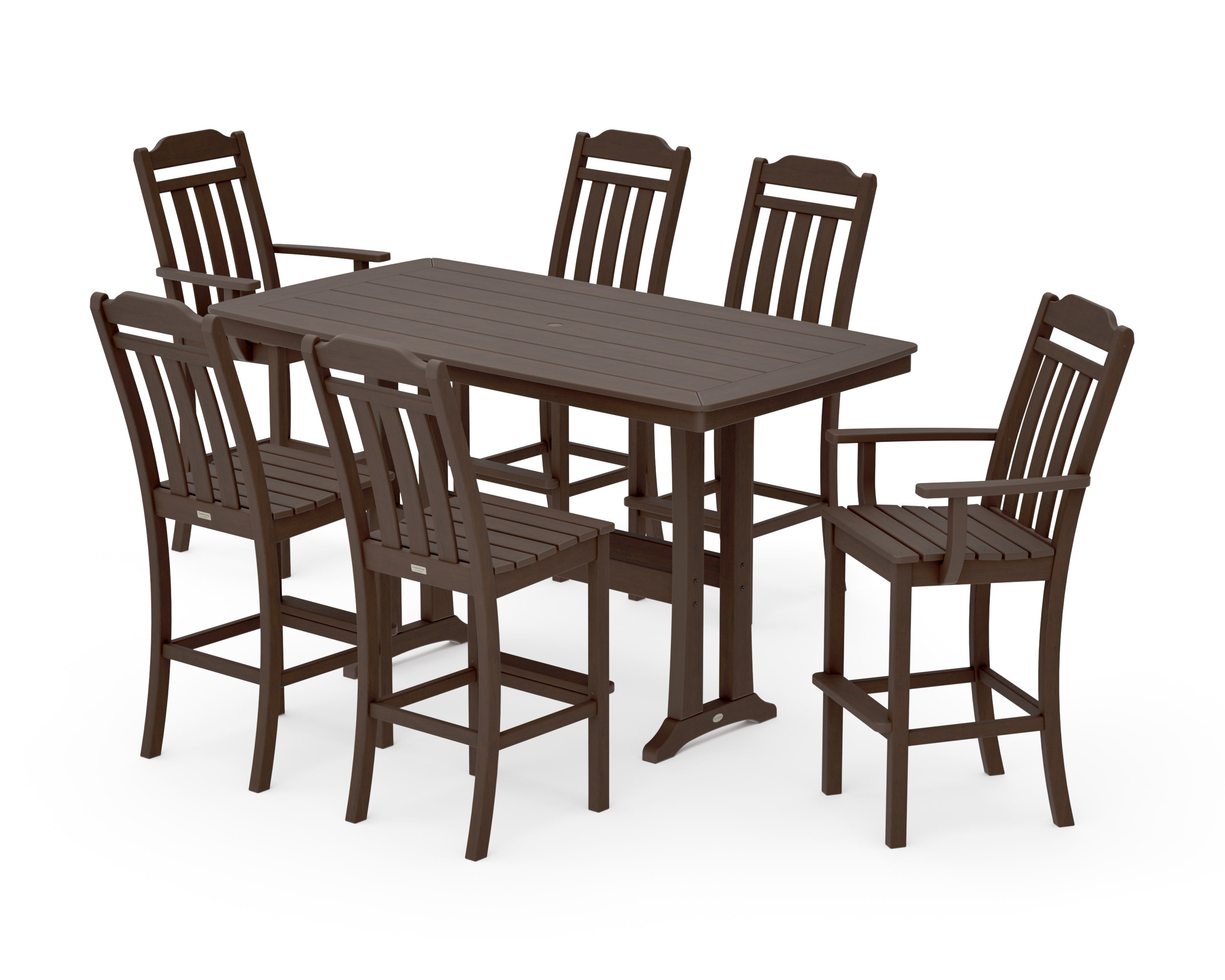 Cottage 7-Piece Bar Set with Trestle Legs in Kona