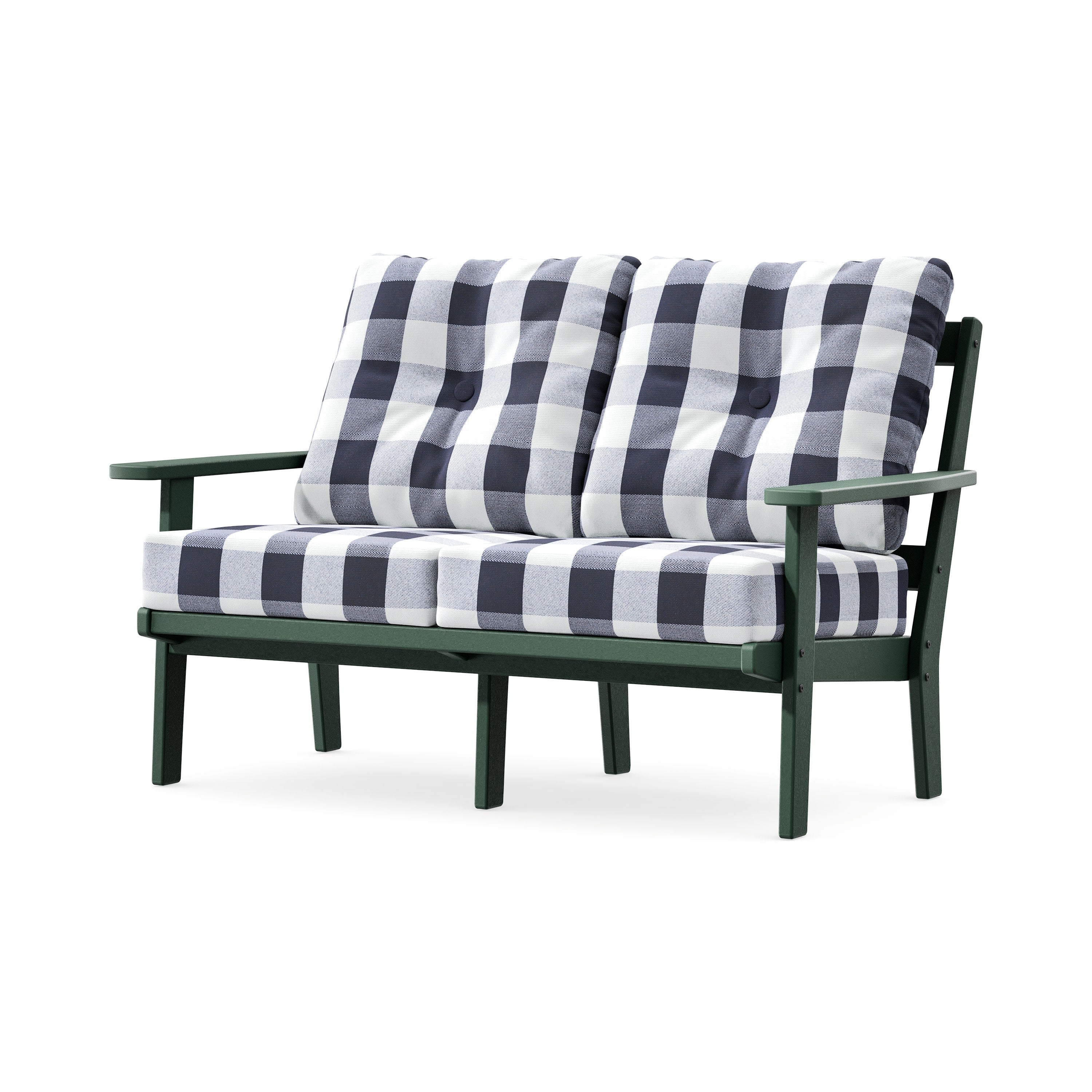 Prairie Deep SeatingLoveseat in Green / Buffalo Plaid Navy